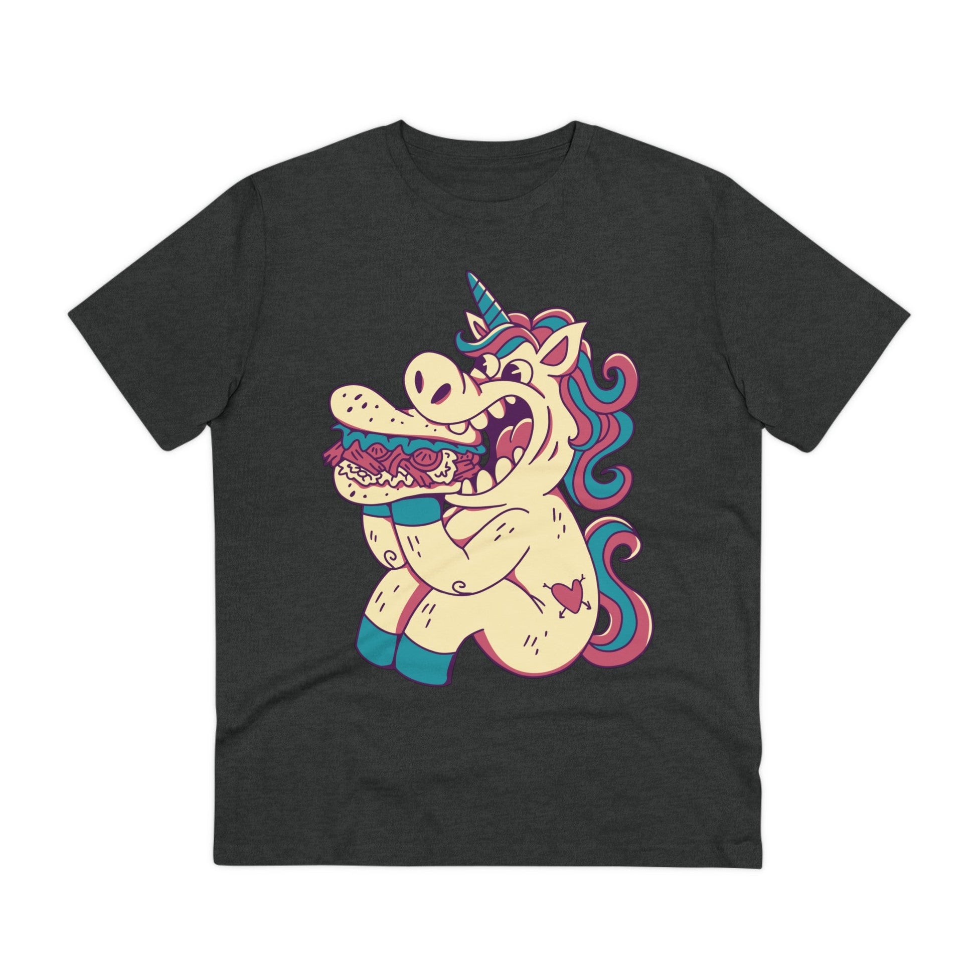 Printify T-Shirt Dark Heather Grey / 2XS Sandwich Einhorn - Unicorn World - Front Design