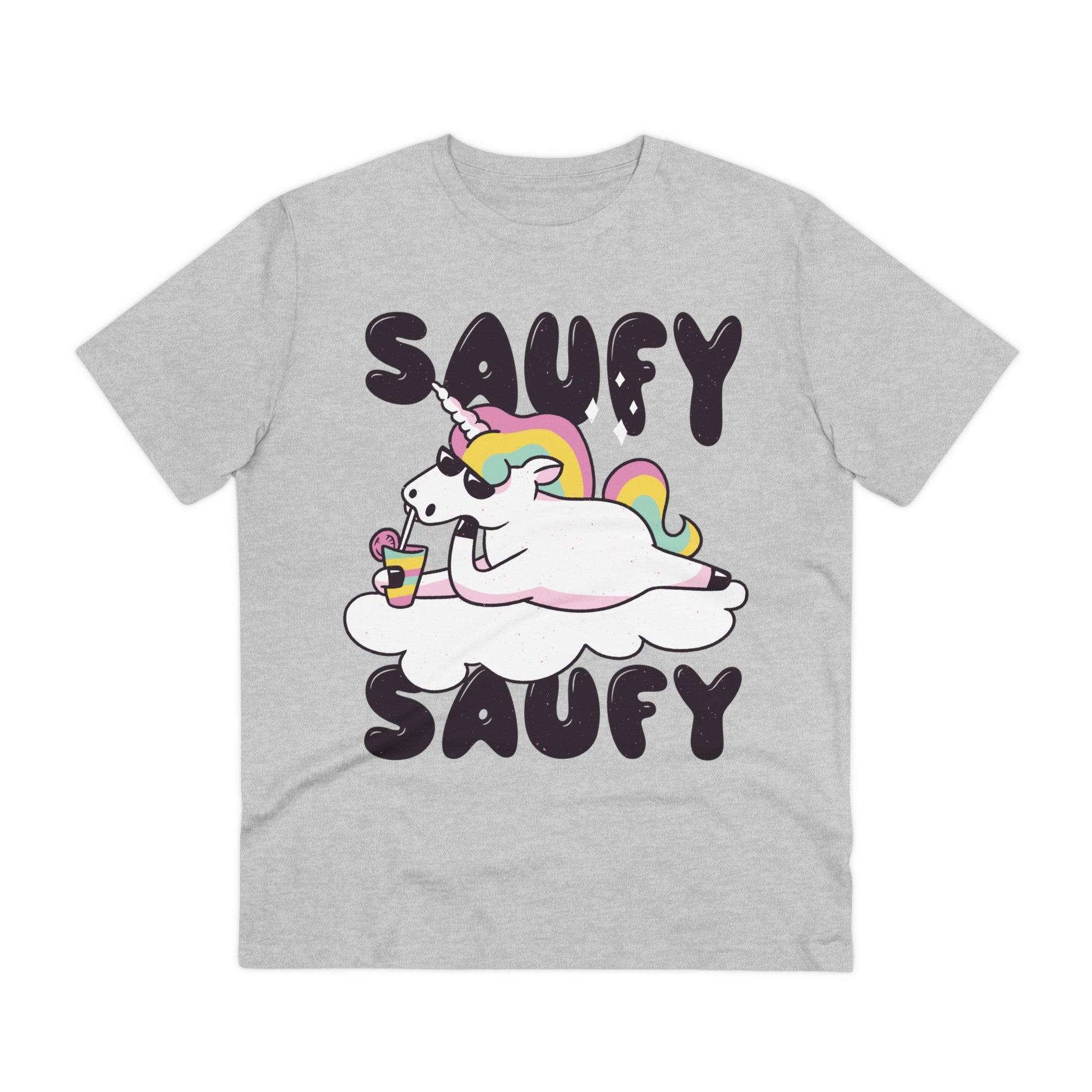 Printify T-Shirt Heather Grey / 2XS Saufy Unicorn - Unicorn World - Front Design