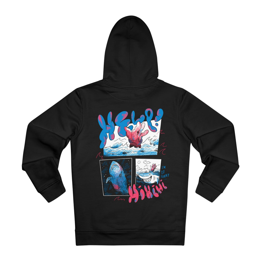 Printify Hoodie Black / M Shark - Sea Creatures - Hoodie - Back Design