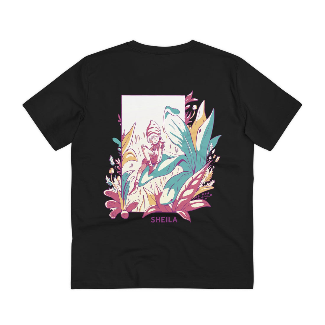 Printify T-Shirt Black / 2XS Sheila - Flowers with Fairies - Back Design
