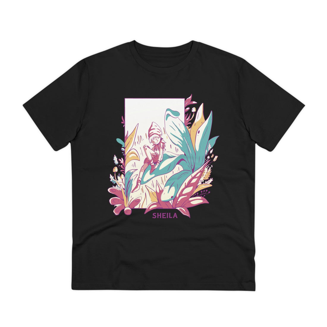 Printify T-Shirt Black / 2XS Sheila - Flowers with Fairies - Front Design