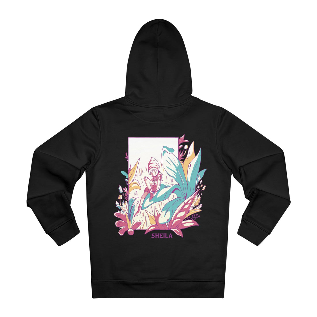 Printify Hoodie Black / M Sheila - Flowers with Fairies - Hoodie - Back Design