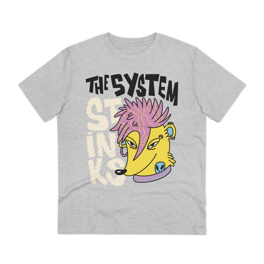 Printify T-Shirt Heather Grey / 2XS Shunk The System stinks - Punk Animals - Front Design