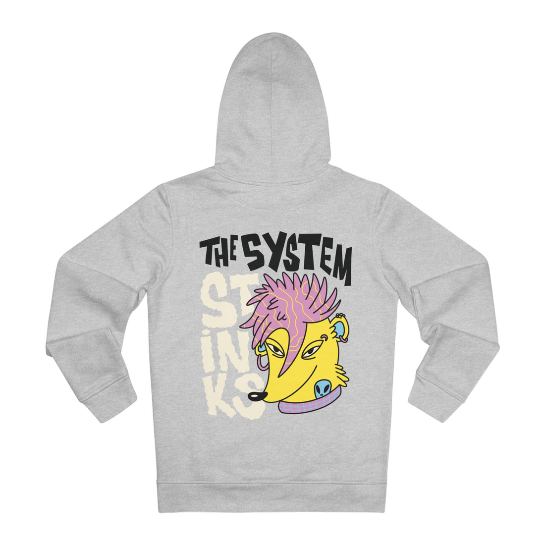Printify Hoodie Heather Grey / S Shunk The System stinks - Punk Animals - Hoodie - Back Design