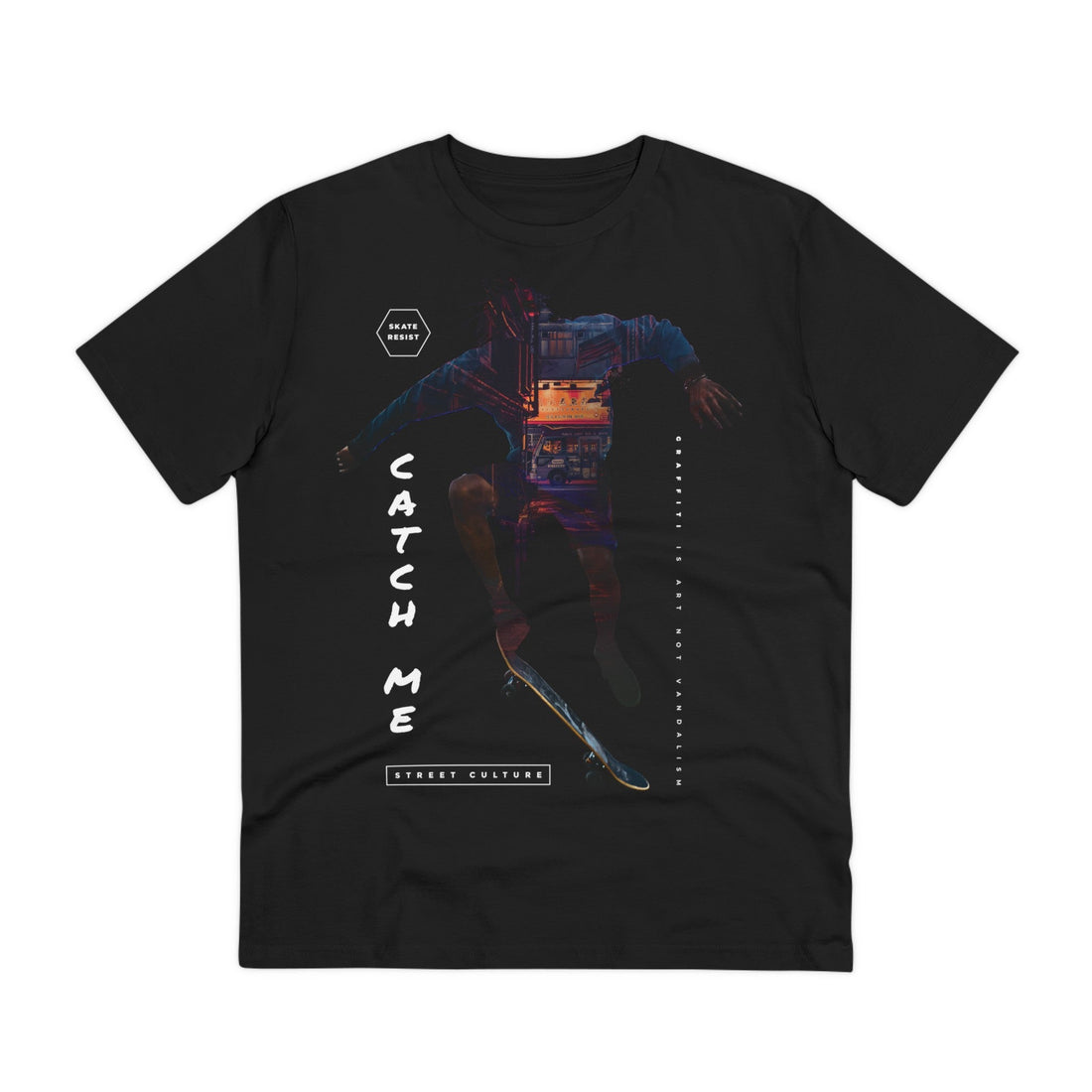 Printify T-Shirt Black / 2XS Skate in City catch me - Exposure Streetwear - Front Design