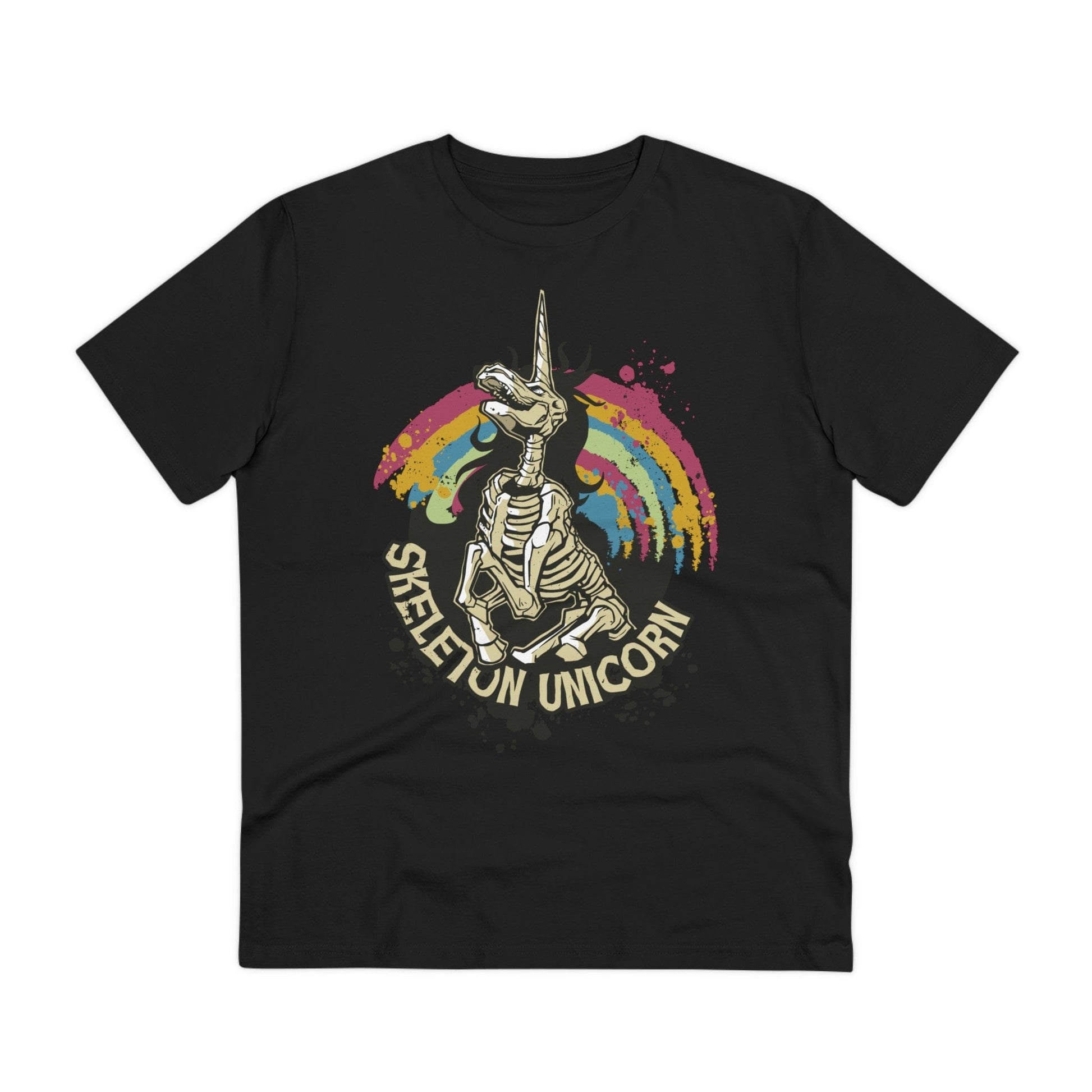 Printify T-Shirt Black / 2XS Skeleton Unicorn - Unicorn World - Front Design