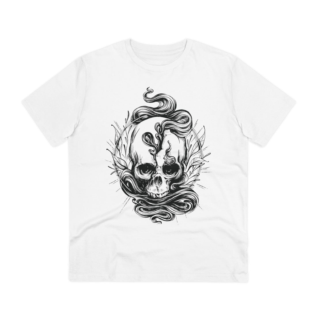 Printify T-Shirt White / 2XS Skull with Cracks - Hand Drawn Dark Gothic - Front Design