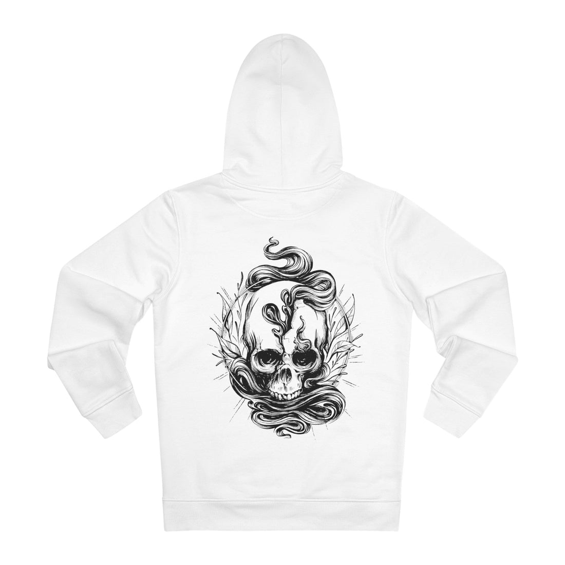 Printify Hoodie White / S Skull with Cracks - Hand Drawn Dark Gothic - Hoodie - Back Design
