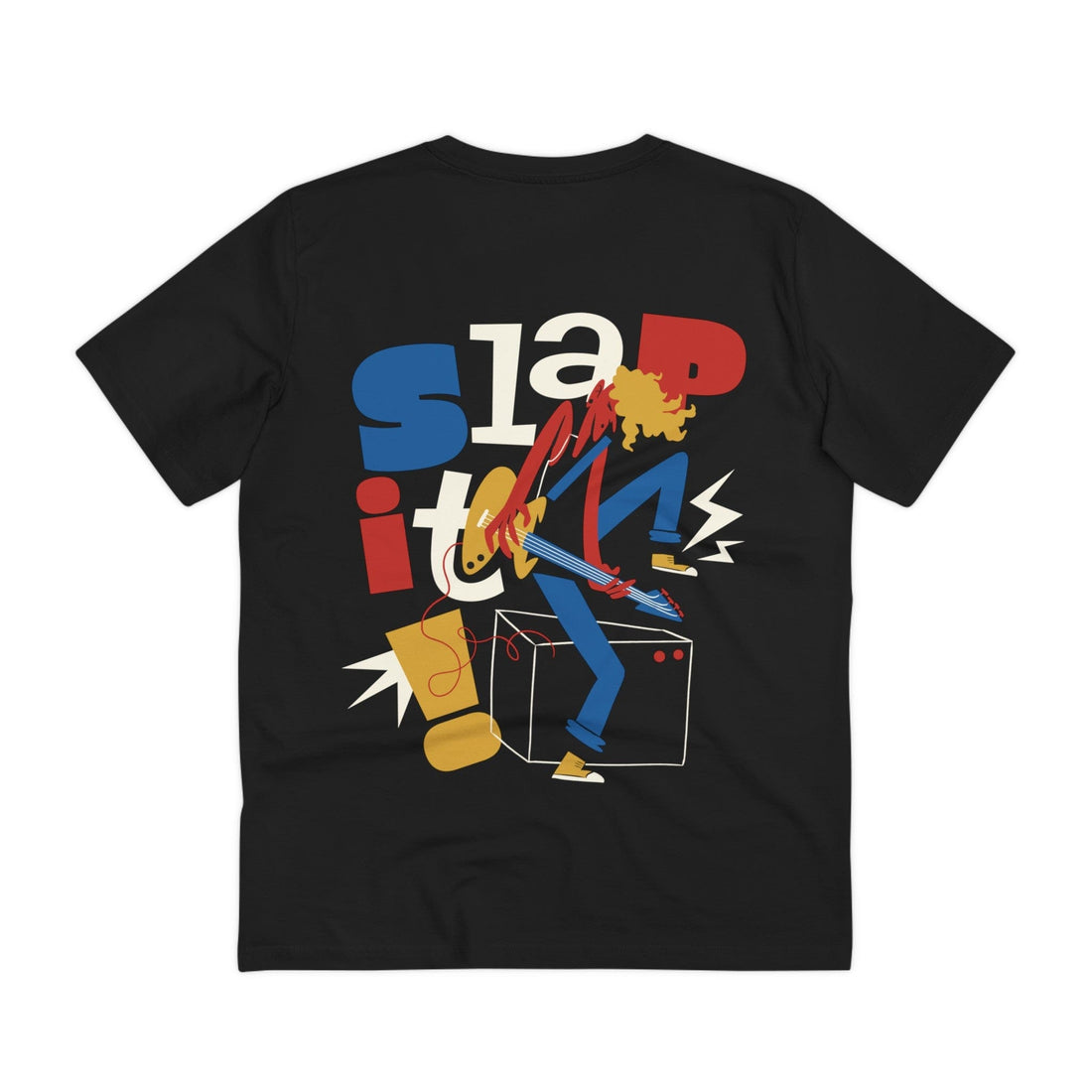 Printify T-Shirt Black / 2XS Slap it - Rockstar - Back Design