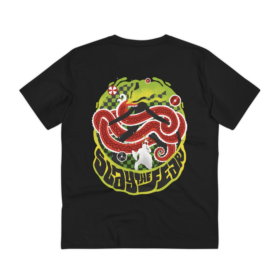 Printify T-Shirt Black / 2XS Slay the Fear Warrior - Psychedelic Vikings - Back Design