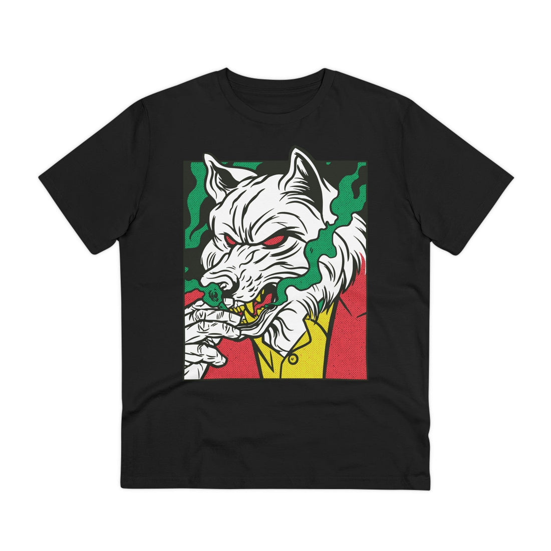Printify T-Shirt Black / 2XS Smoking Wolf Mafia - Comic Mafia - Front Design