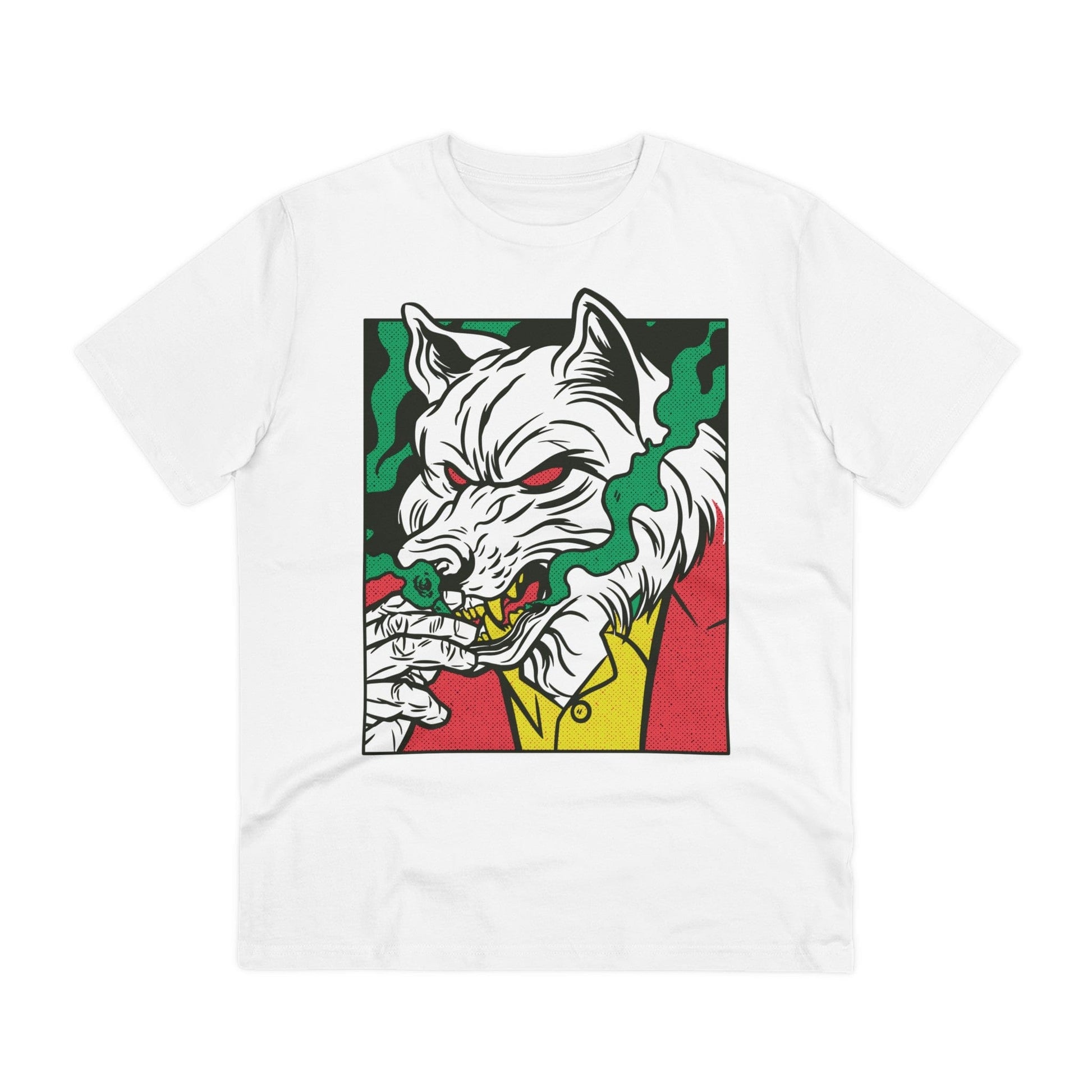 Printify T-Shirt White / 2XS Smoking Wolf Mafia - Comic Mafia - Front Design