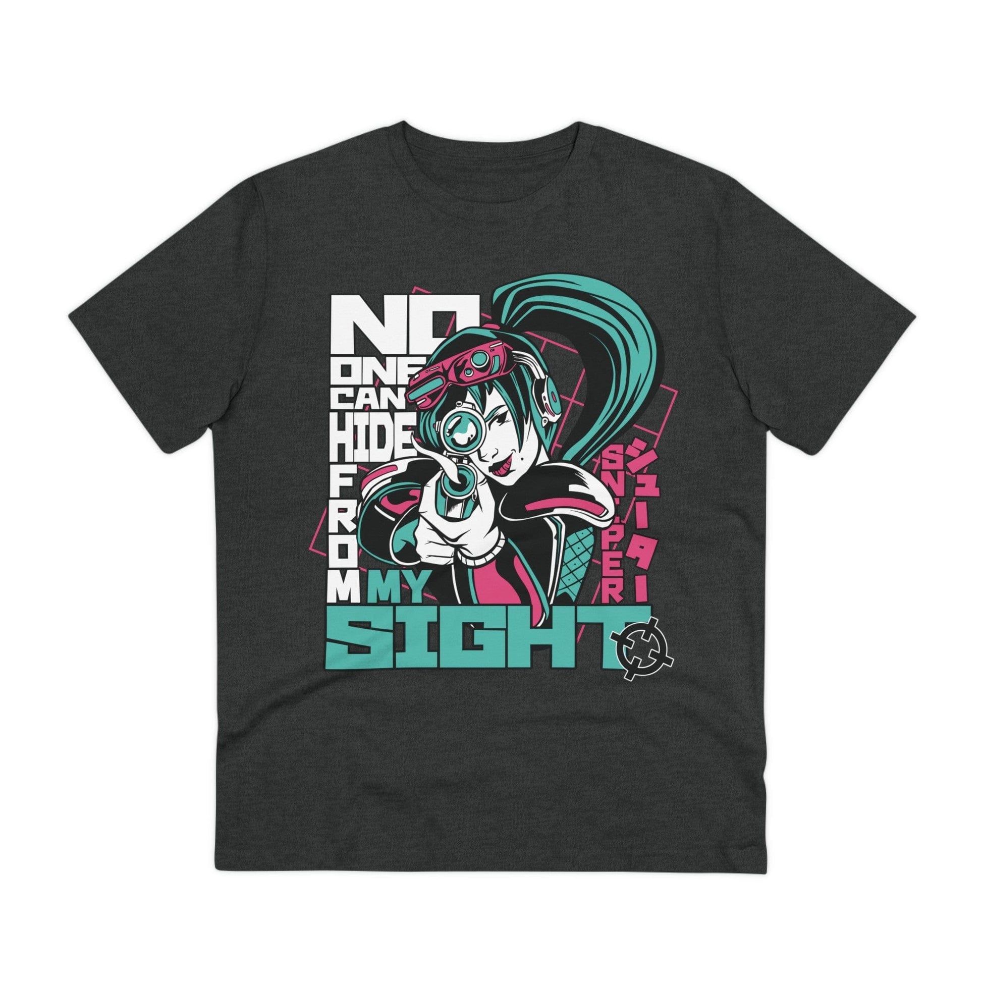 Printify T-Shirt Dark Heather Grey / 2XS Sniper Girl No one hide from my sight - Anime World - Front Design