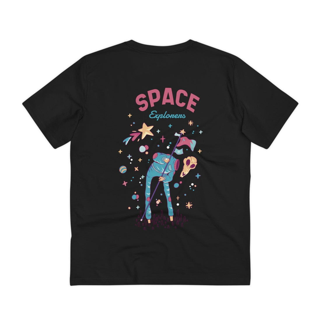 Printify T-Shirt Black / 2XS Space Astronaut Explorer - Monster in Space - Back Design