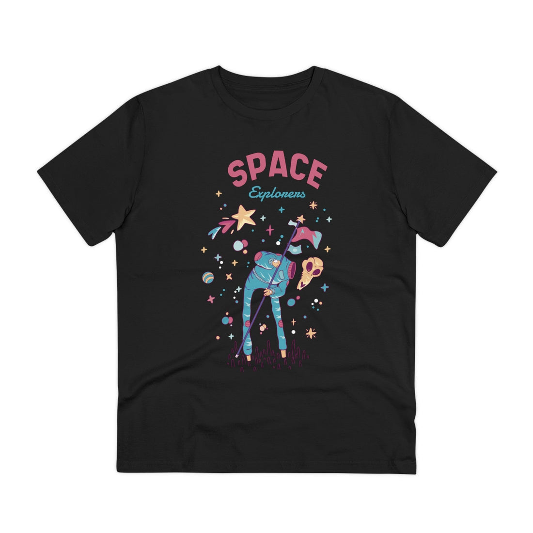 Printify T-Shirt Black / 2XS Space Astronaut Explorer - Monster in Space - Front Design