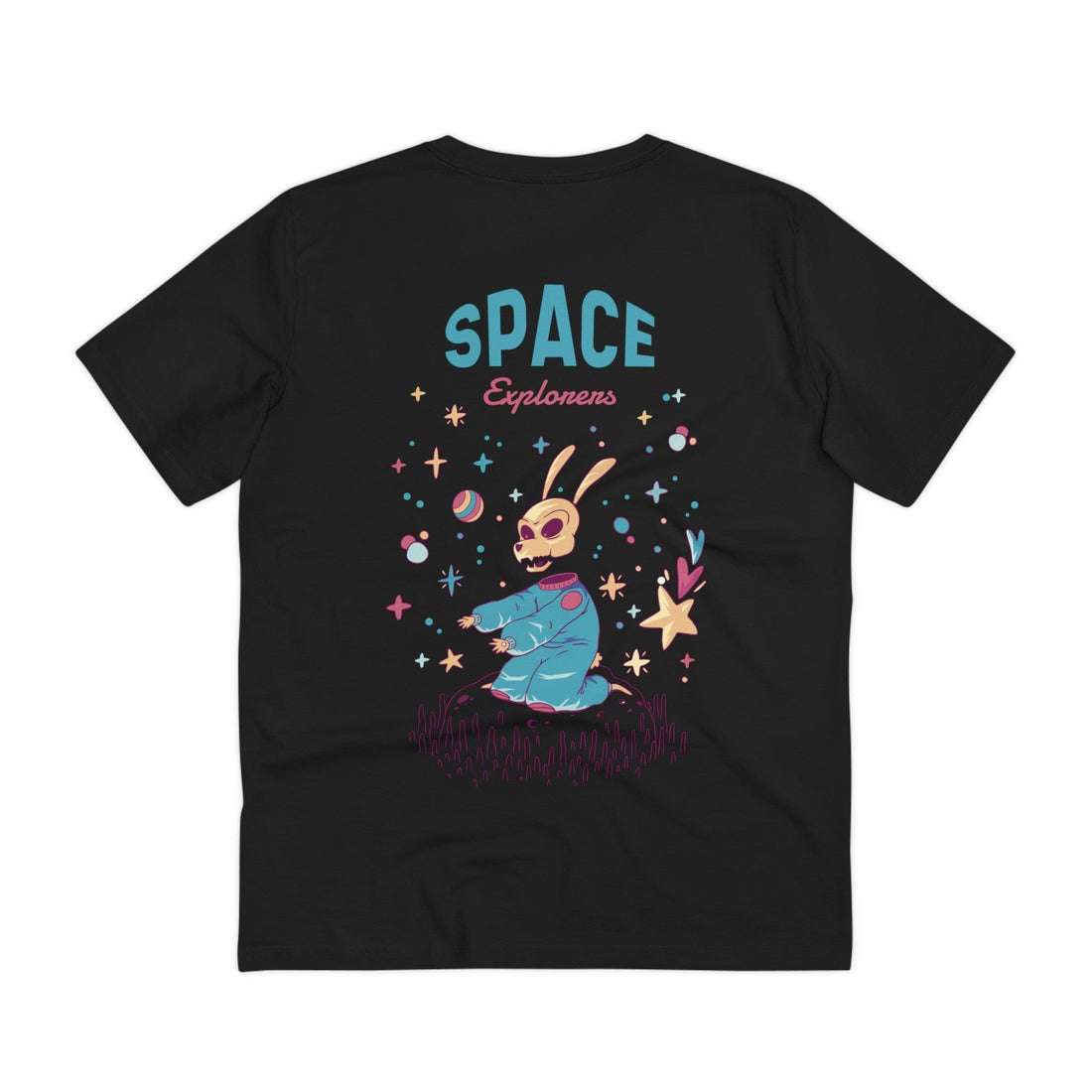 Printify T-Shirt Black / 2XS Space Explorers Skeleton Rabbit - Monster in Space - Back Design