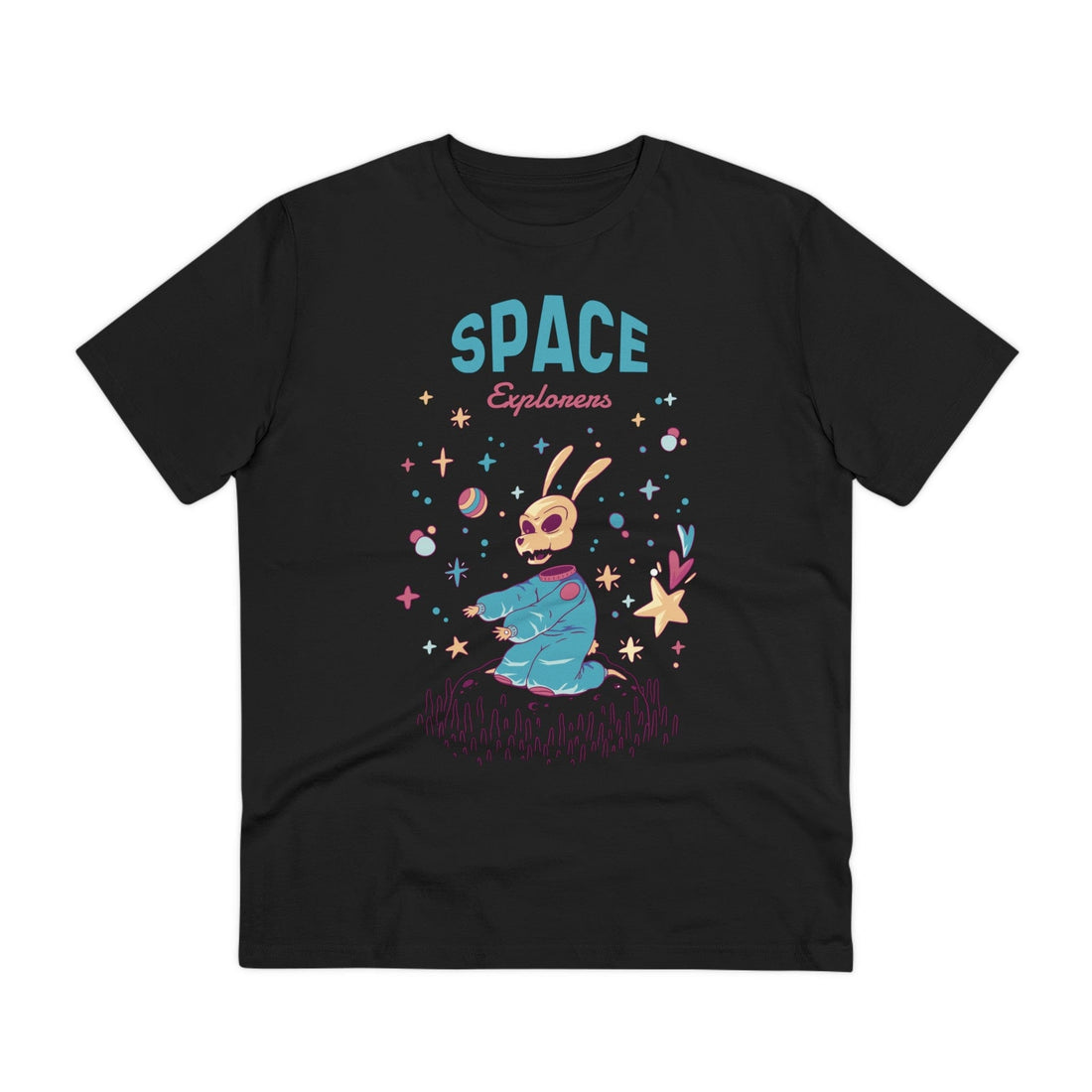 Printify T-Shirt Black / 2XS Space Explorers Skeleton Rabbit - Monster in Space - Front Design