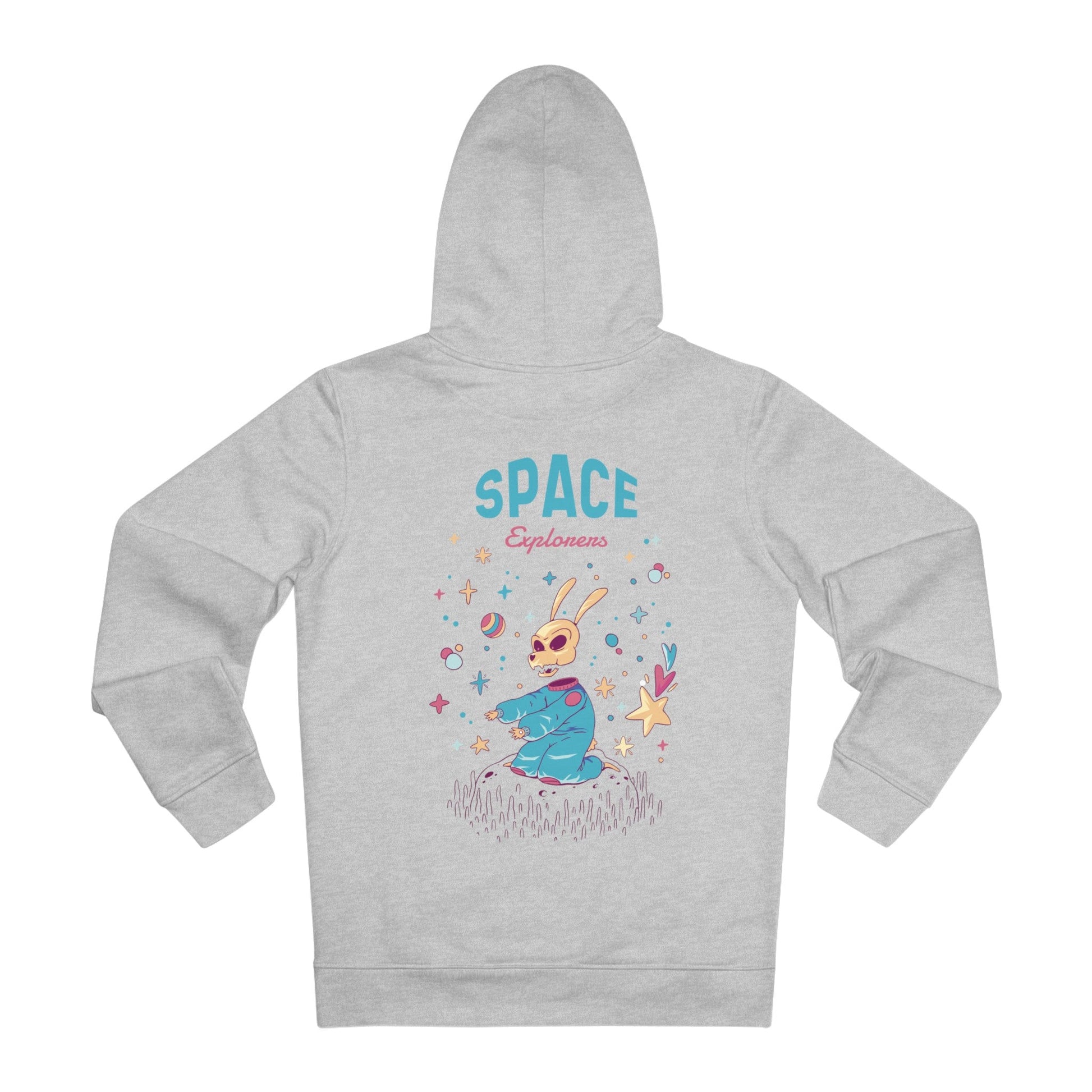 Printify Hoodie Heather Grey / S Space Explorers Skeleton Rabbit - Monster in Space - Hoodie - Back Design