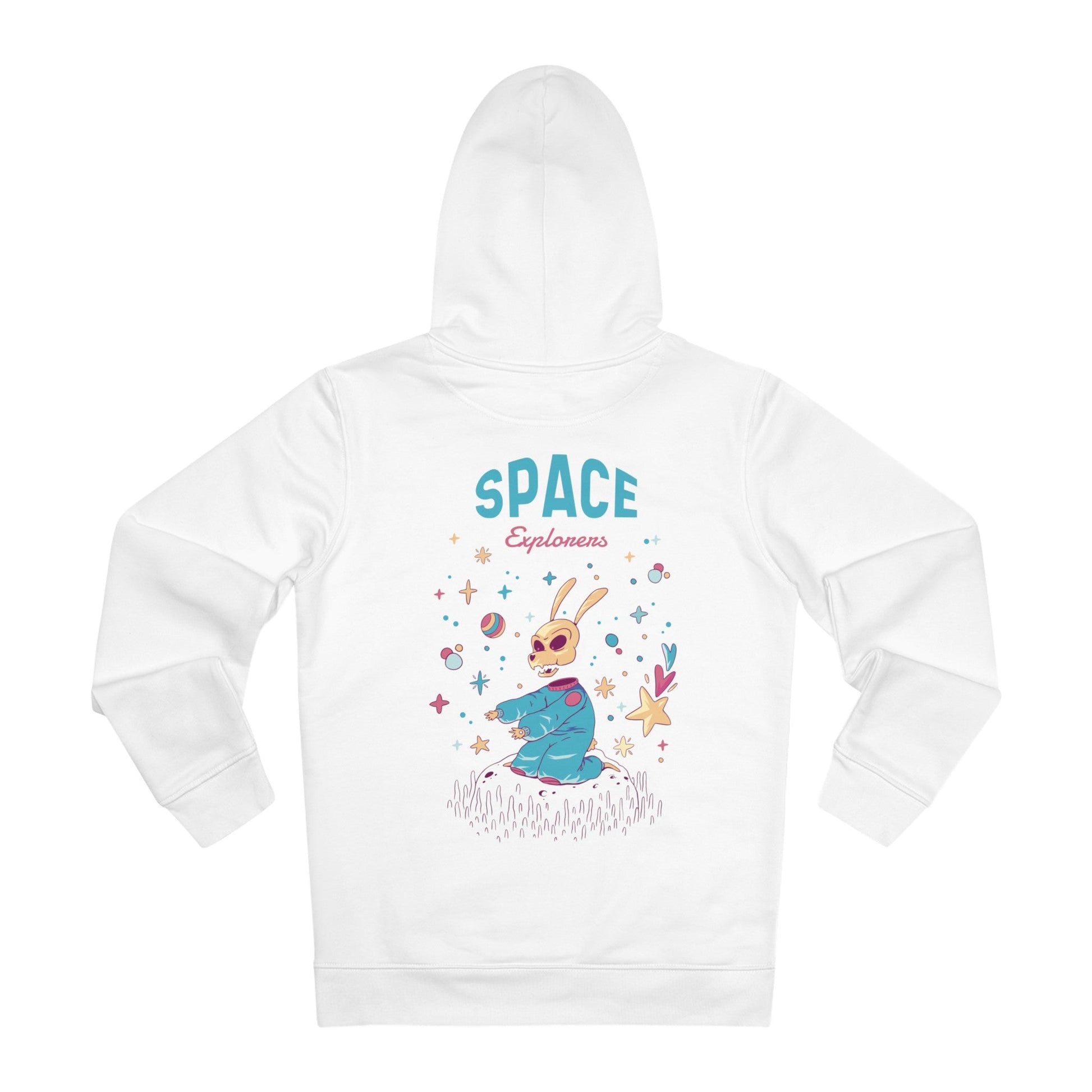 Printify Hoodie White / S Space Explorers Skeleton Rabbit - Monster in Space - Hoodie - Back Design