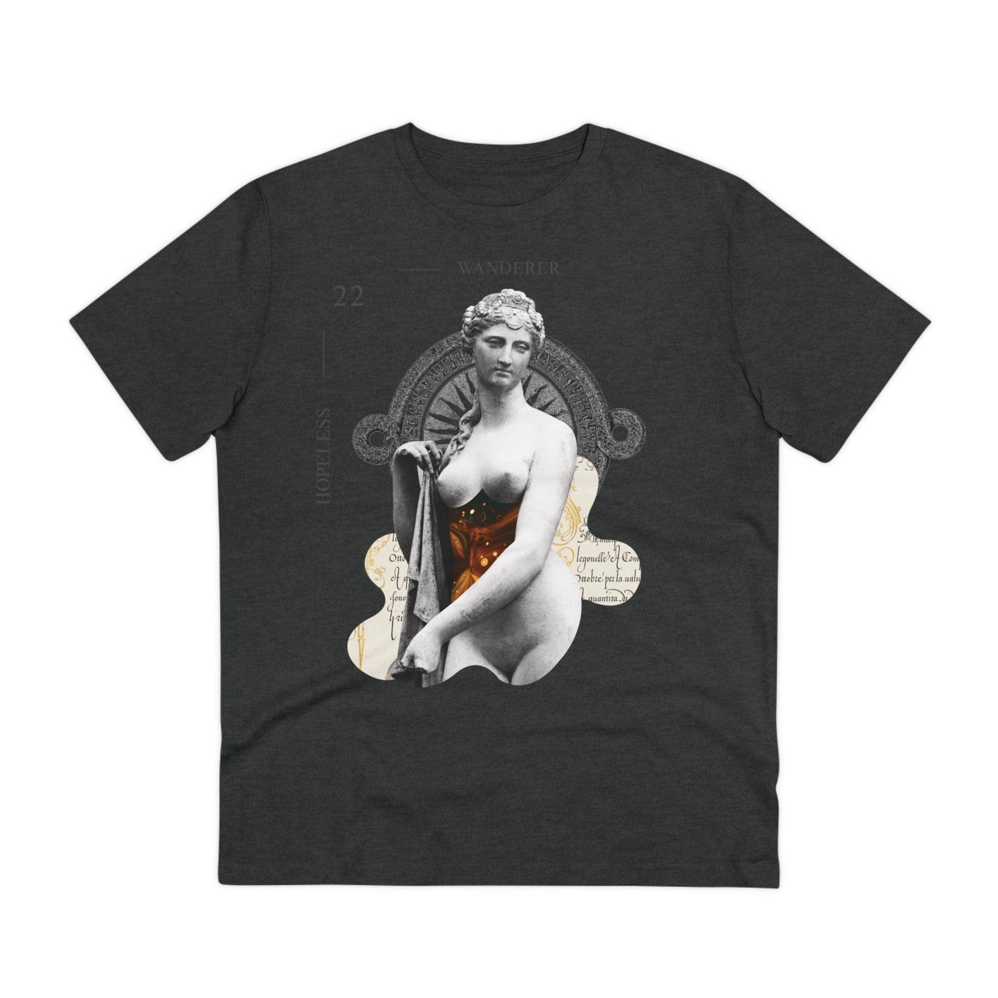 Printify T-Shirt Dark Heather Grey / 2XS Space Statue Collage - Modern Collage - Front Design