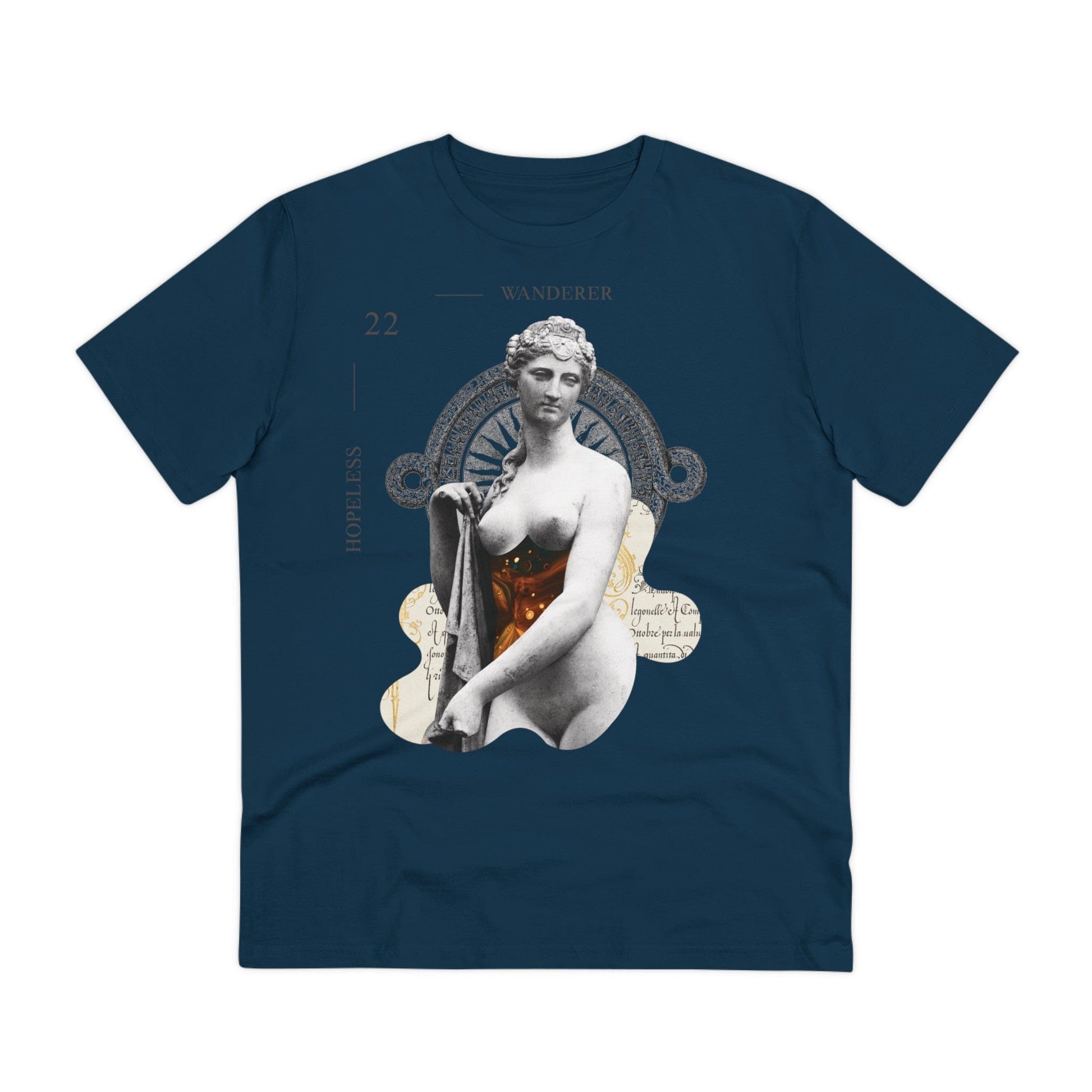 Printify T-Shirt French Navy / 2XS Space Statue Collage - Modern Collage - Front Design