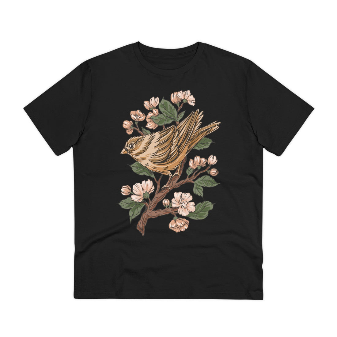 Printify T-Shirt Black / 2XS Sparrow - Animals in Nature - Front Design