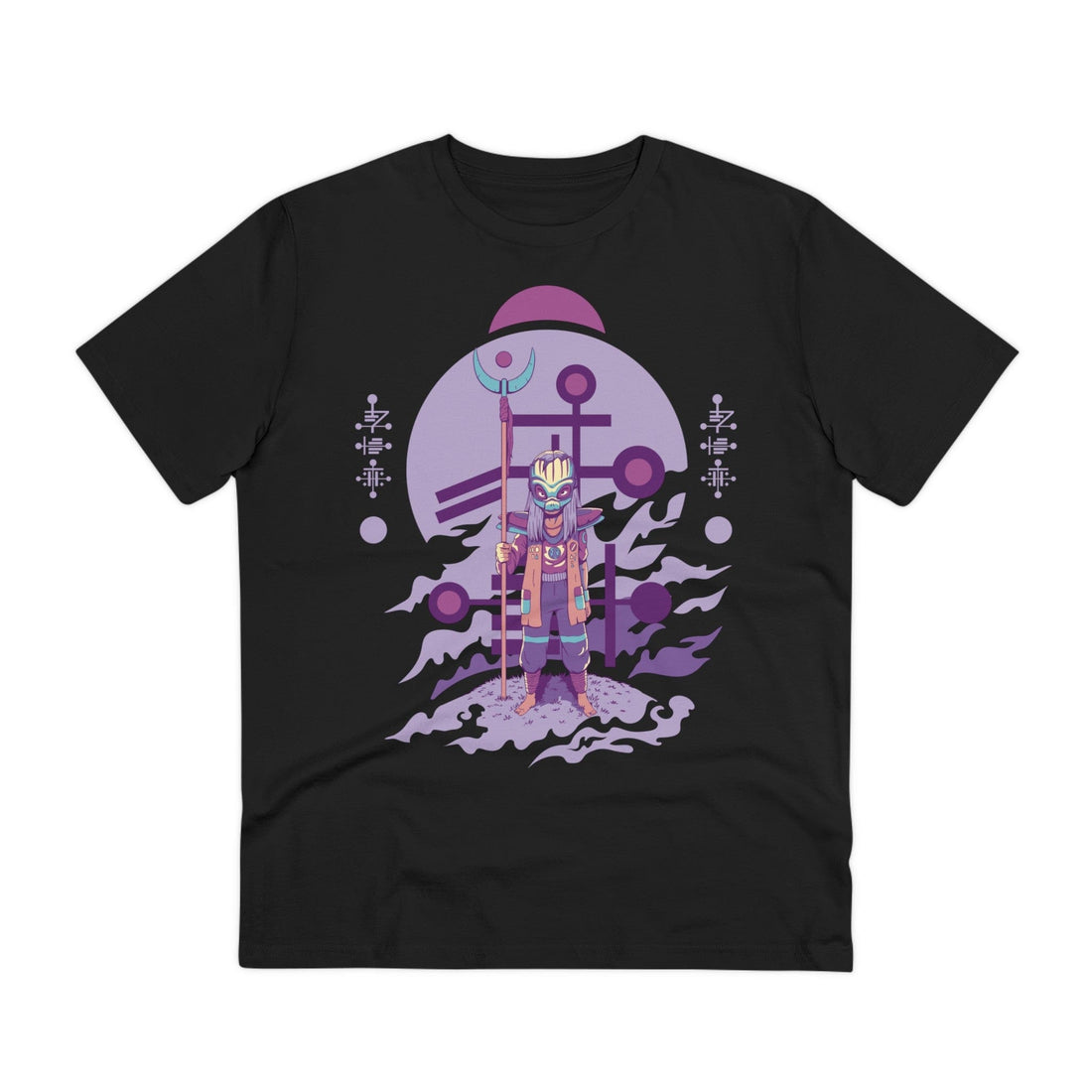 Printify T-Shirt Black / 2XS Standing Alien with high staff - Alien Warrior - Front Design