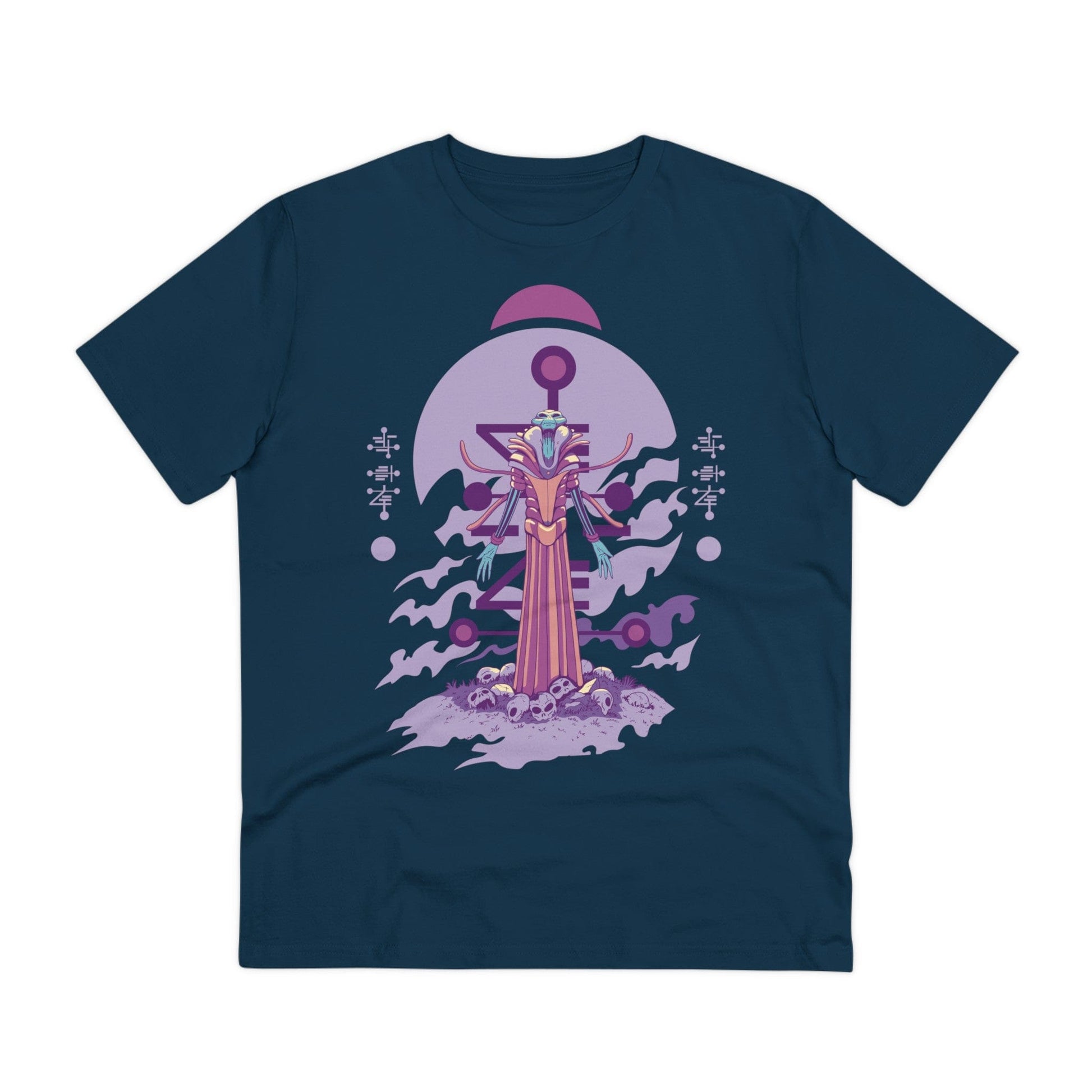 Printify T-Shirt French Navy / 2XS Standing Alien with open arms - Alien Warrior - Front Design