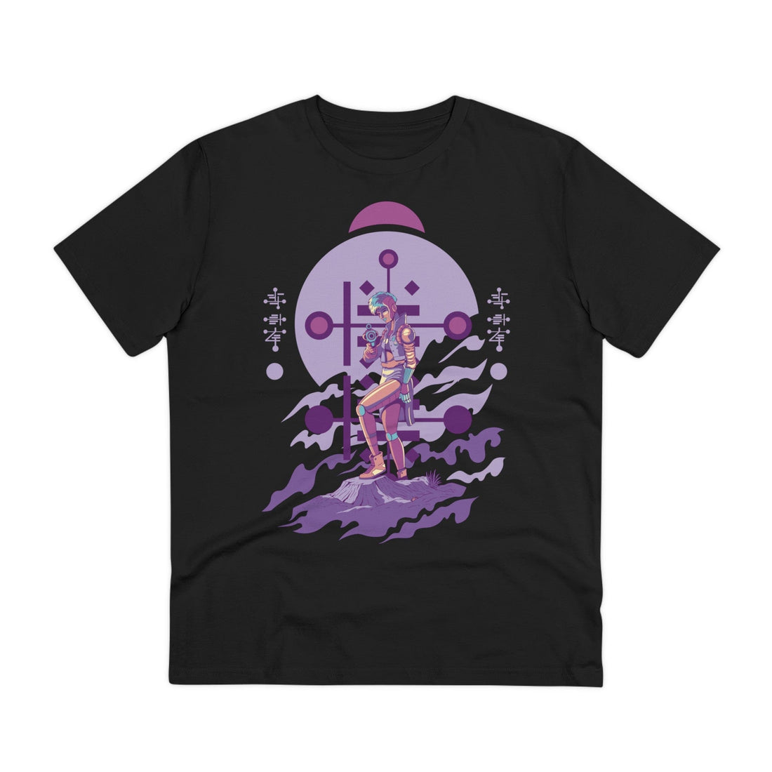 Printify T-Shirt Black / 2XS Standing Human like alien with gun - Alien Warrior - Front Design