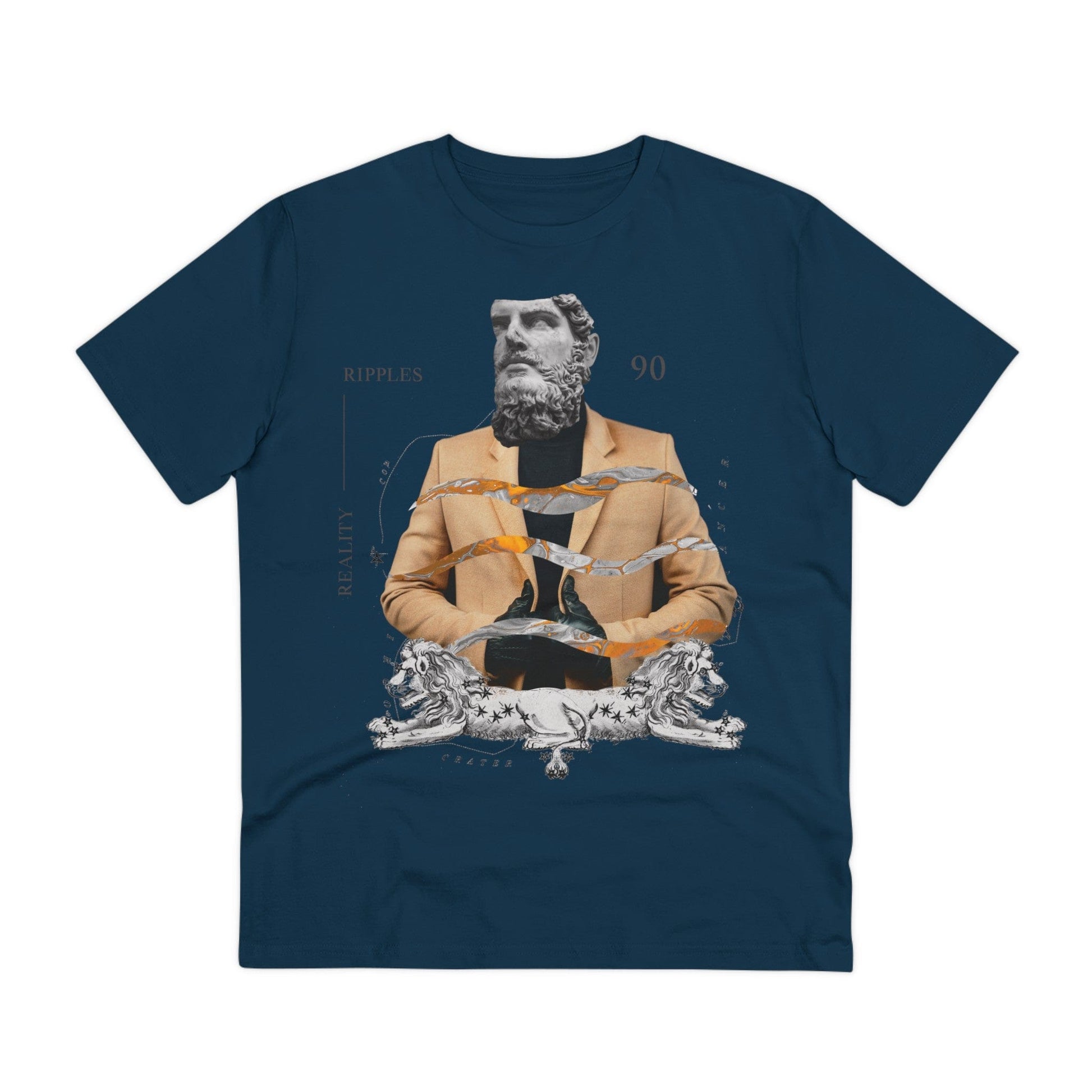 Printify T-Shirt French Navy / 2XS Statue Collage with Lions - Modern Collage - Front Design