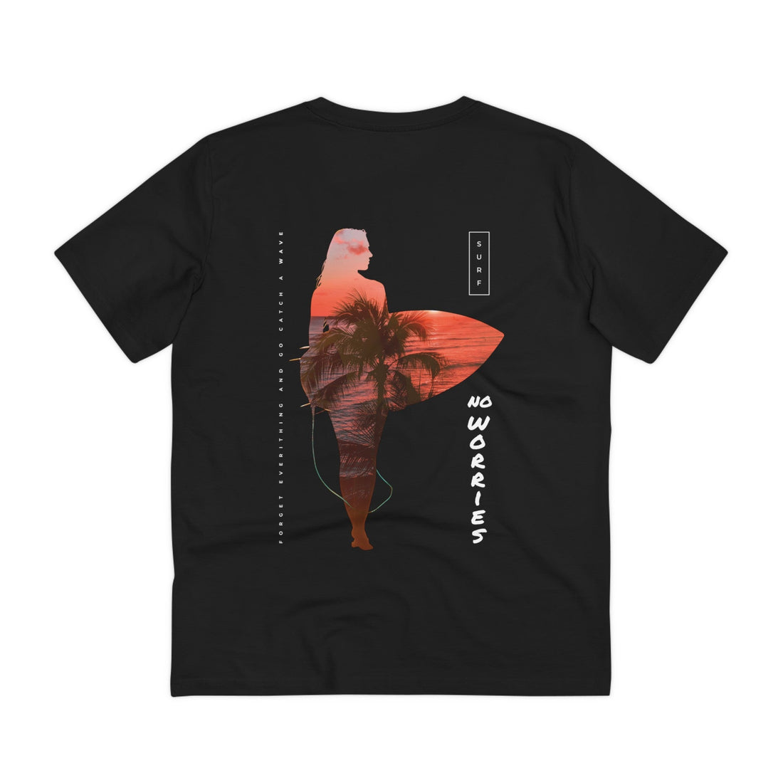 Printify T-Shirt Black / 2XS Summer Surfing no worries - Exposure Streetwear - Back Design