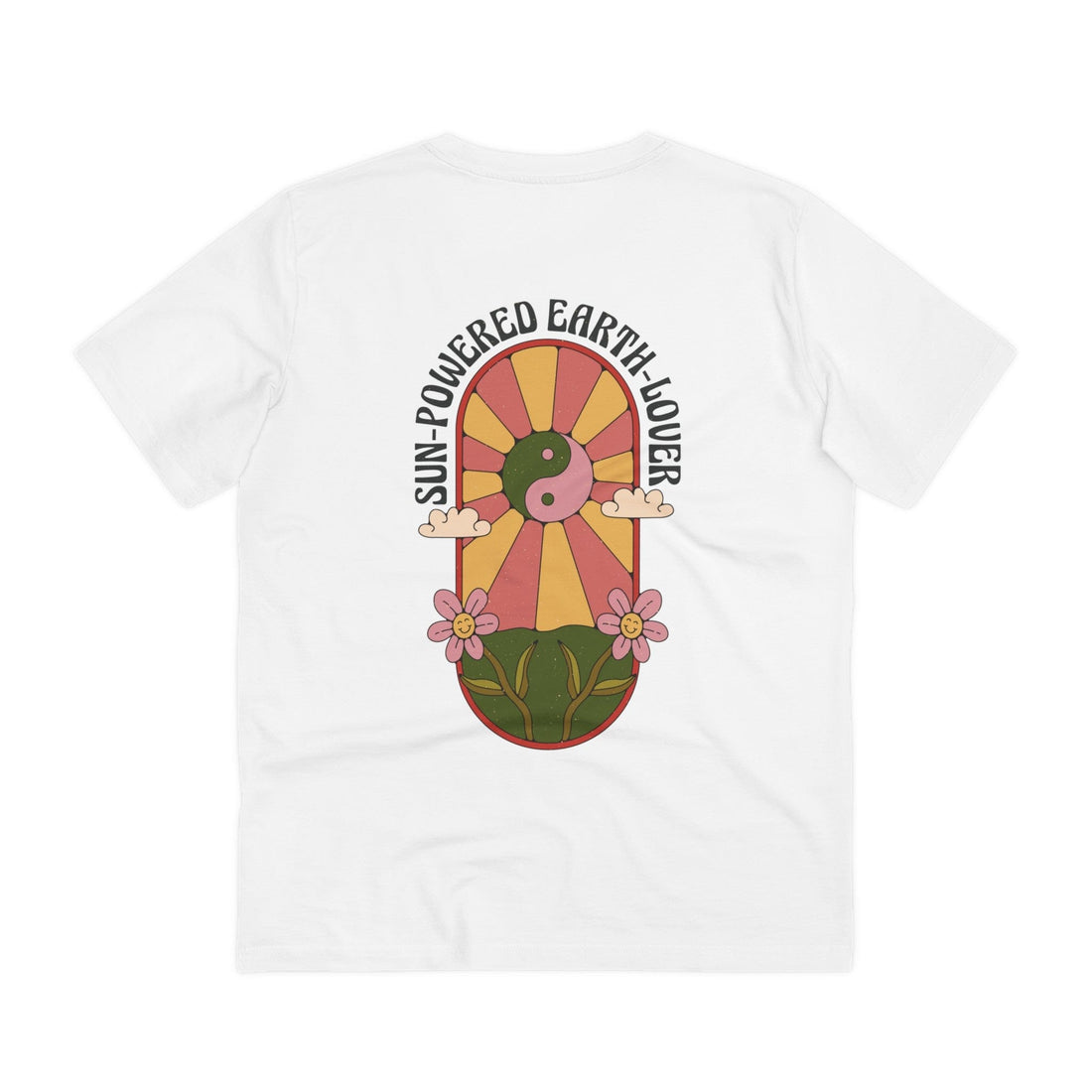 Printify T-Shirt White / 2XS Sun-Powered Earth-Lover - Hippie Retro - Back Design