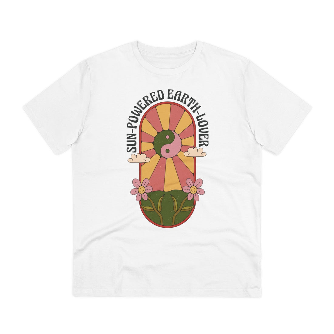 Printify T-Shirt White / 2XS Sun-Powered Earth-Lover - Hippie Retro - Front Design