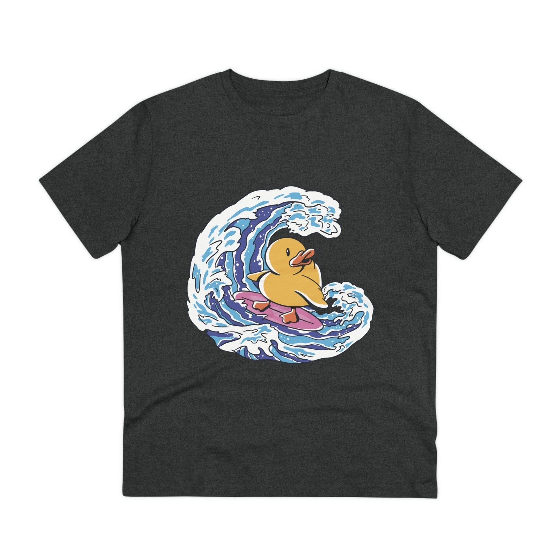 Printify T-Shirt Dark Heather Grey / 2XS Surfing - Rubber Duck - Front Design
