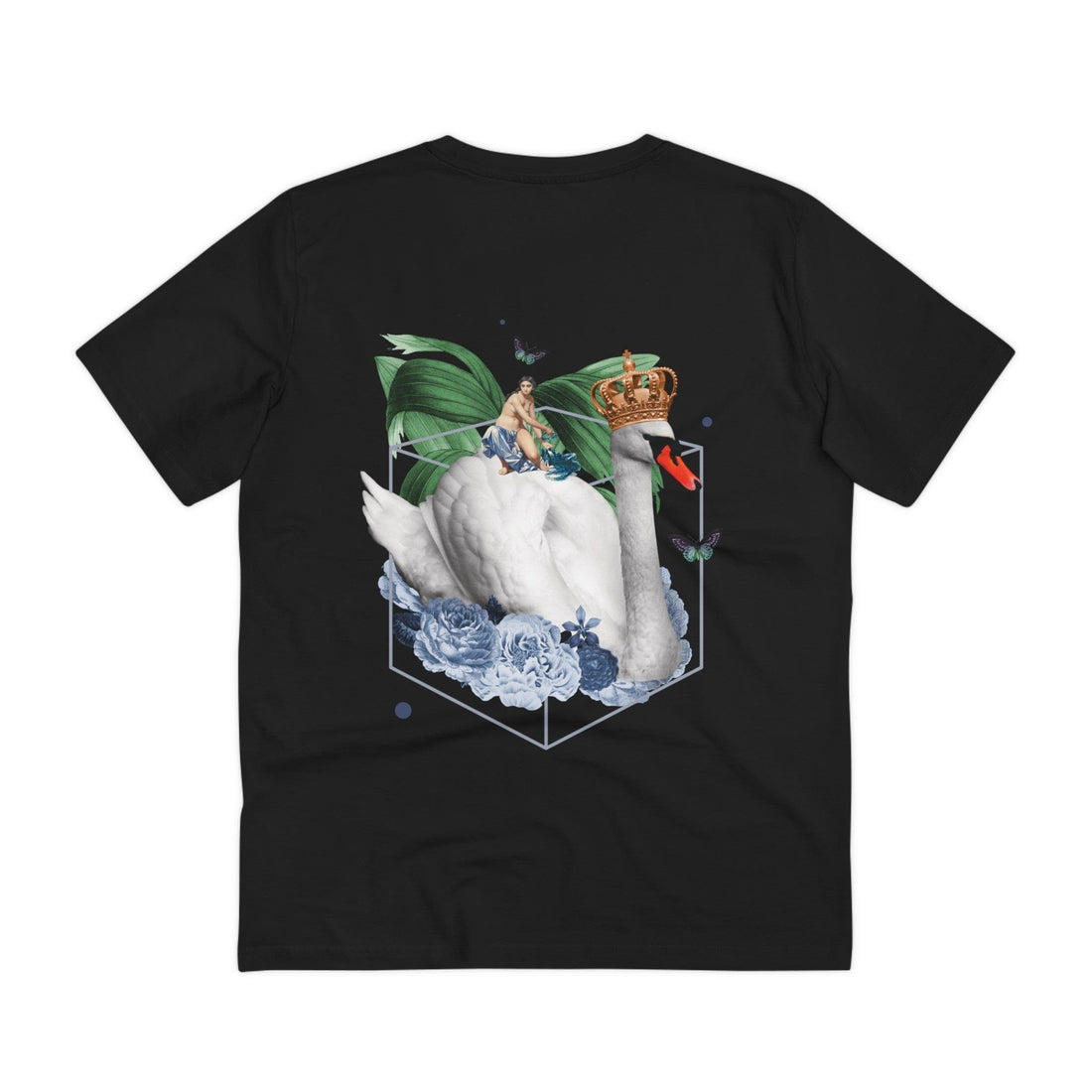 Printify T-Shirt Black / 2XS Swan King Gothic Nature - Quirky Collage - Back Design