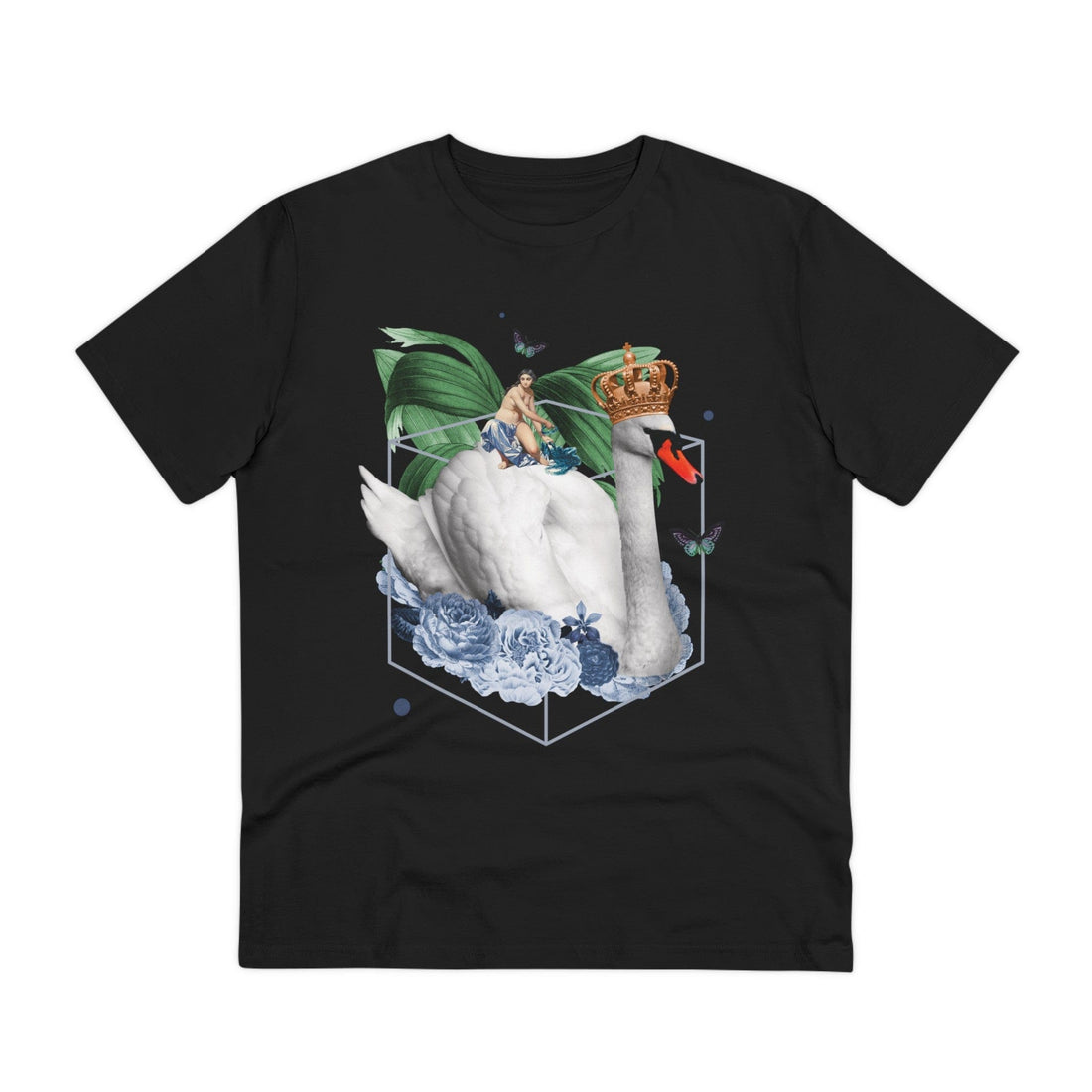 Printify T-Shirt Black / 2XS Swan King Gothic Nature - Quirky Collage - Front Design