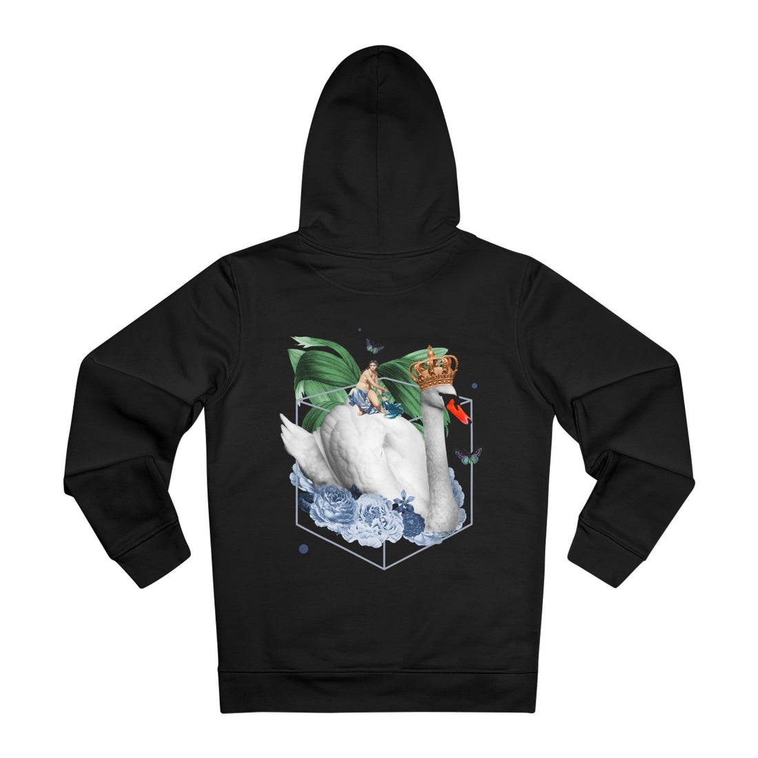 Printify Hoodie Black / M Swan King Gothic Nature - Quirky Collage - Hoodie - Back Design