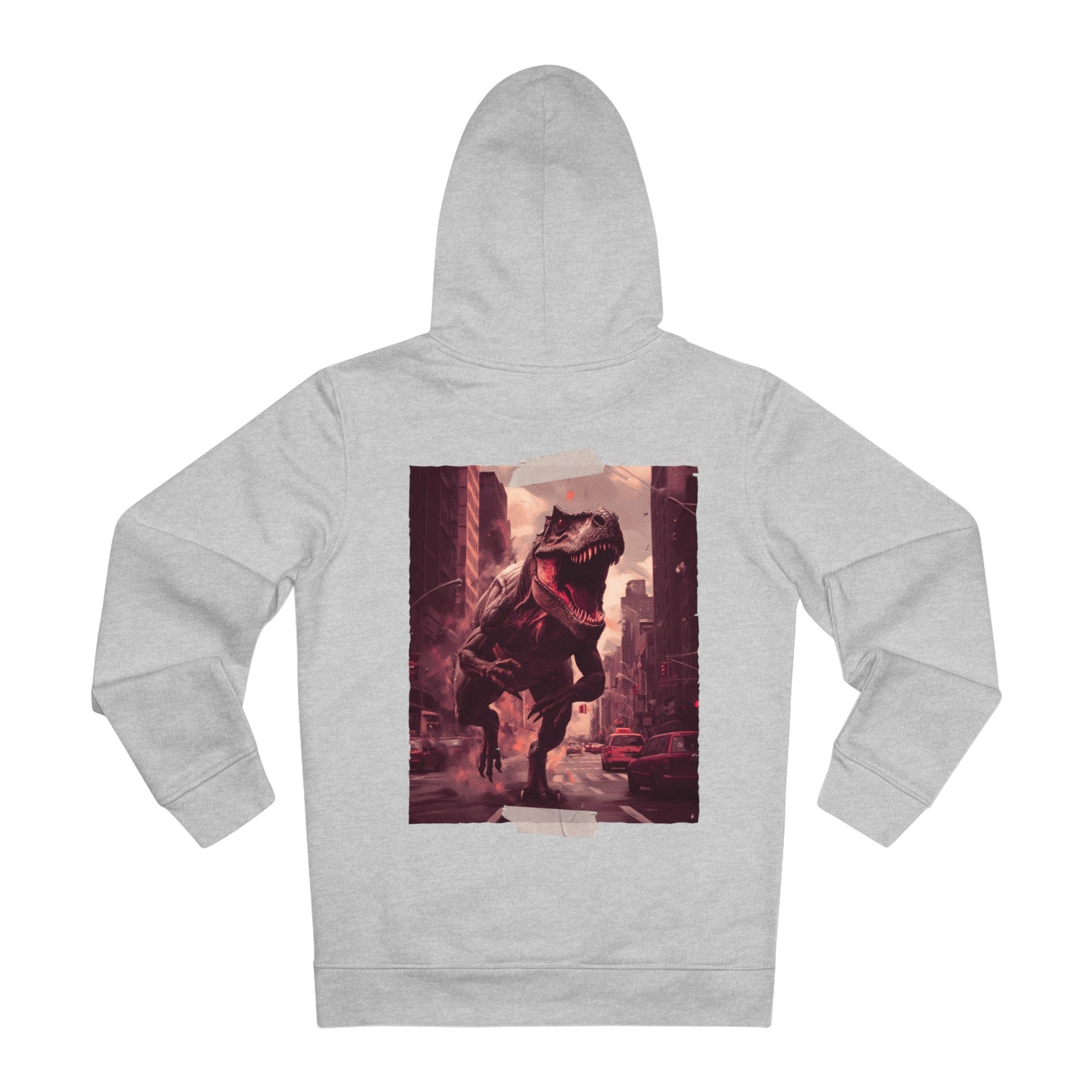 Printify Hoodie Heather Grey / S T-Rex Action - Streetwear - Reality Check - Hoodie - Back Design