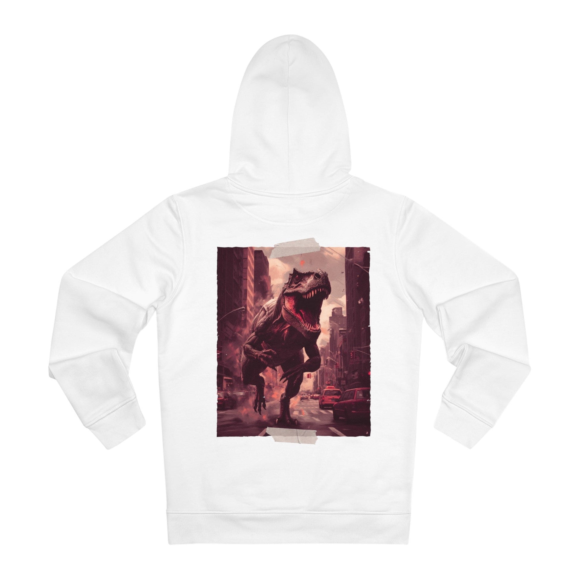 Printify Hoodie White / S T-Rex Action - Streetwear - Reality Check - Hoodie - Back Design