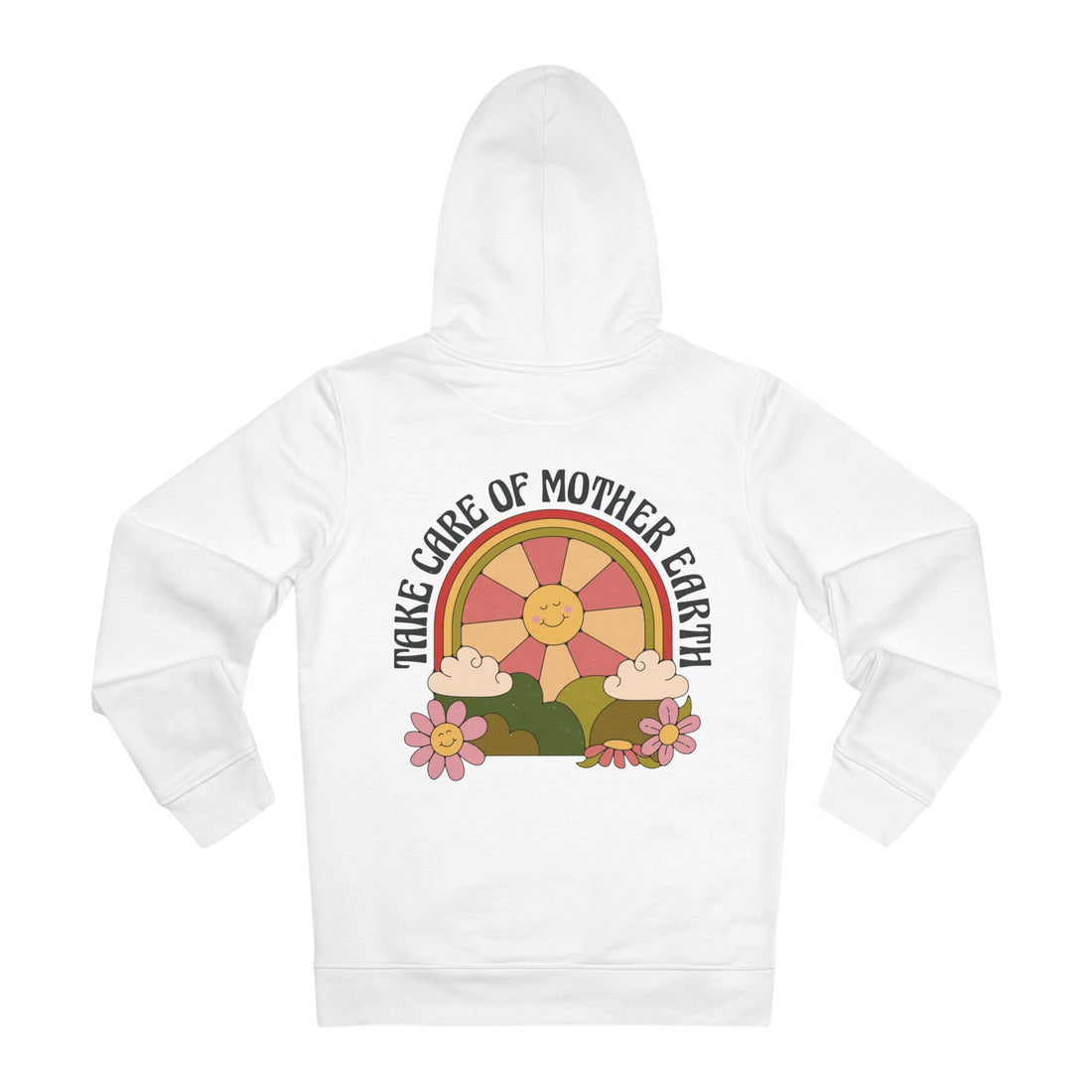 Printify Hoodie White / S Take care Mother Earth - Hippie Retro - Hoodie - Back Design