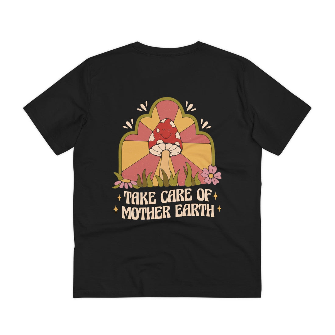 Printify T-Shirt Black / 2XS Take care of Mother earth - Hippie Retro - Back Design