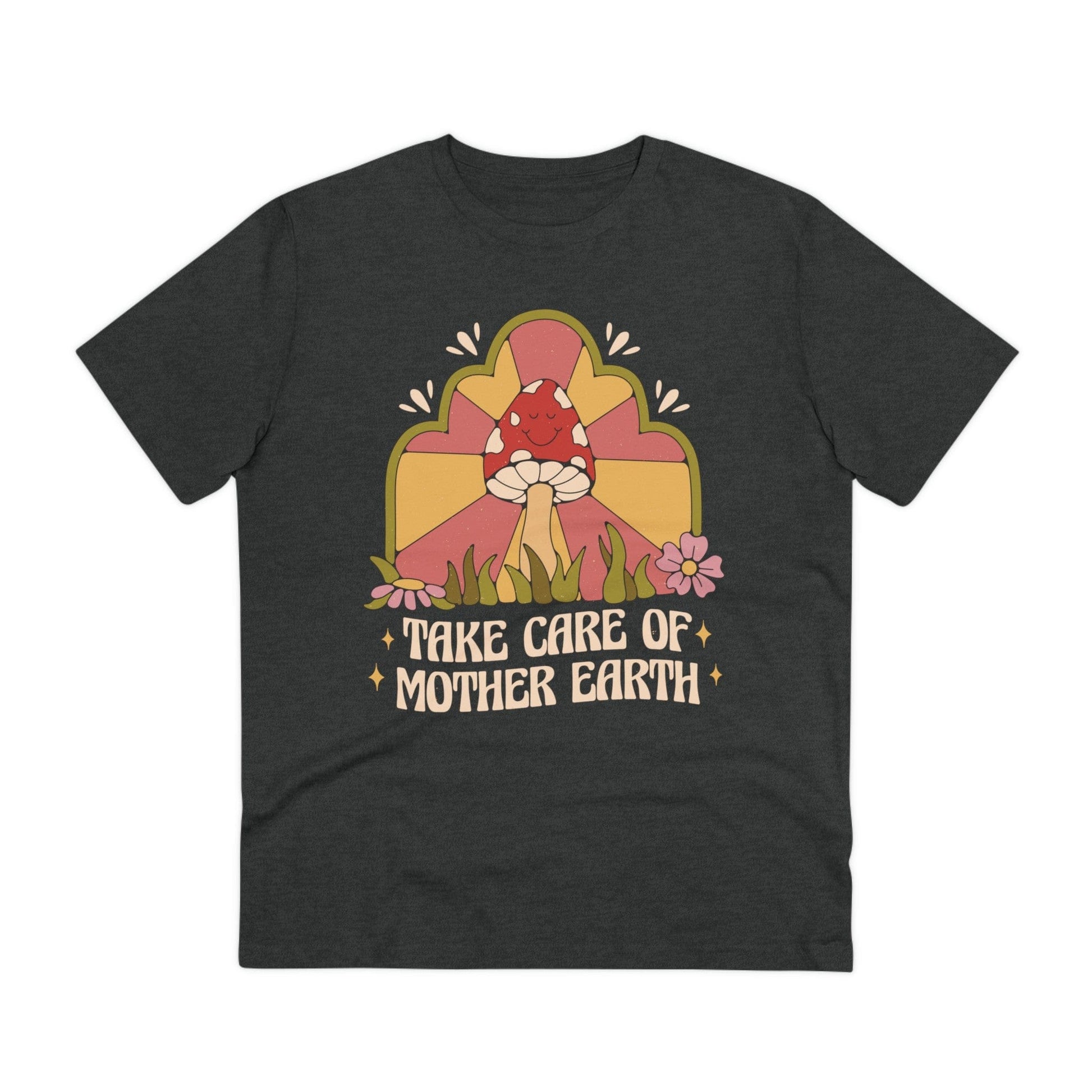 Printify T-Shirt Dark Heather Grey / 2XS Take care of Mother earth - Hippie Retro - Front Design