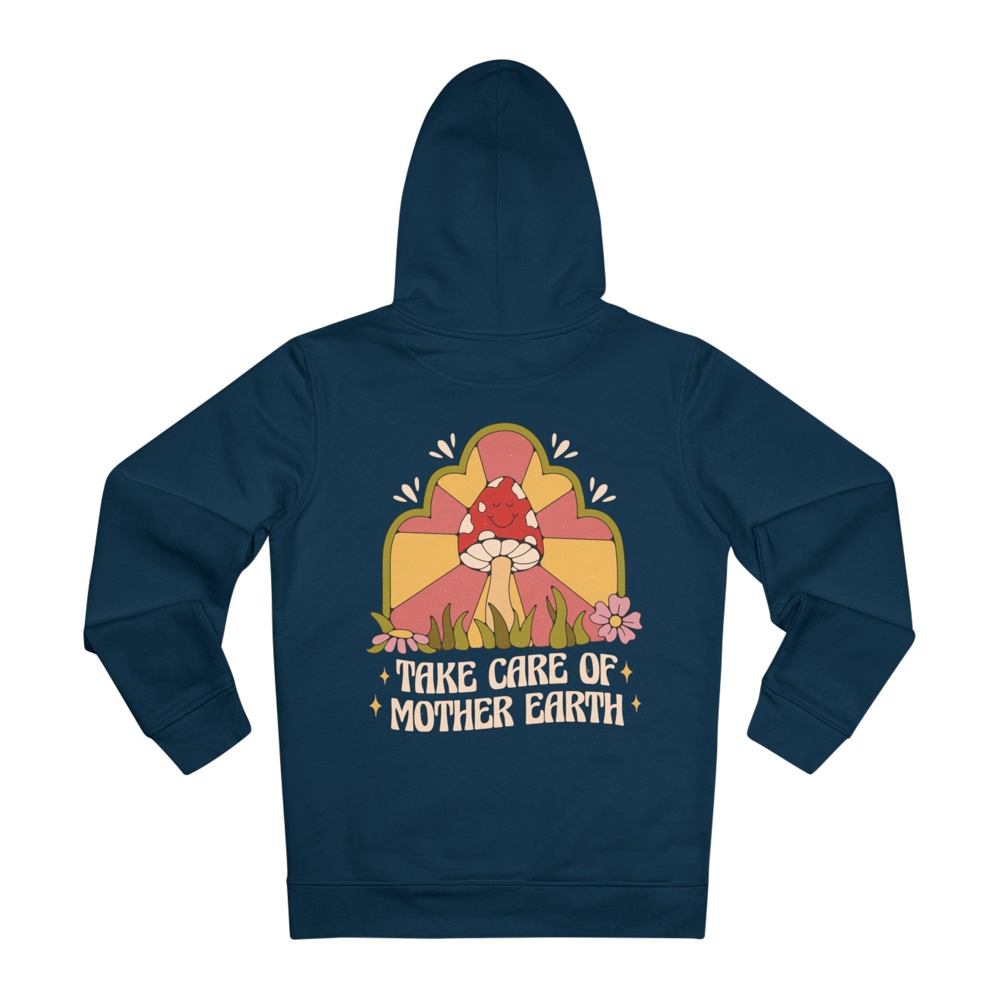 Printify Hoodie French Navy / S Take care of Mother earth - Hippie Retro - Hoodie - Back Design