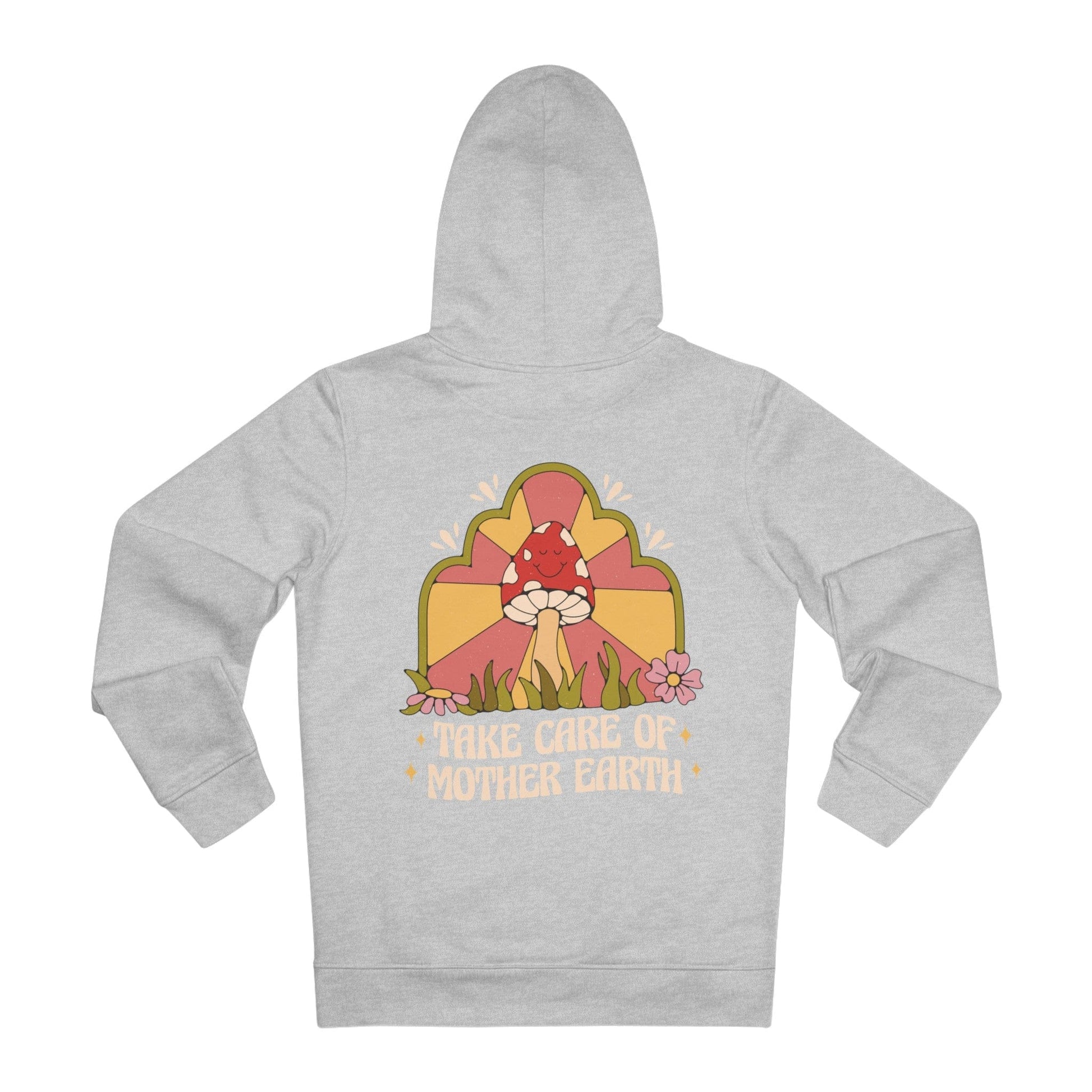 Printify Hoodie Heather Grey / S Take care of Mother earth - Hippie Retro - Hoodie - Back Design