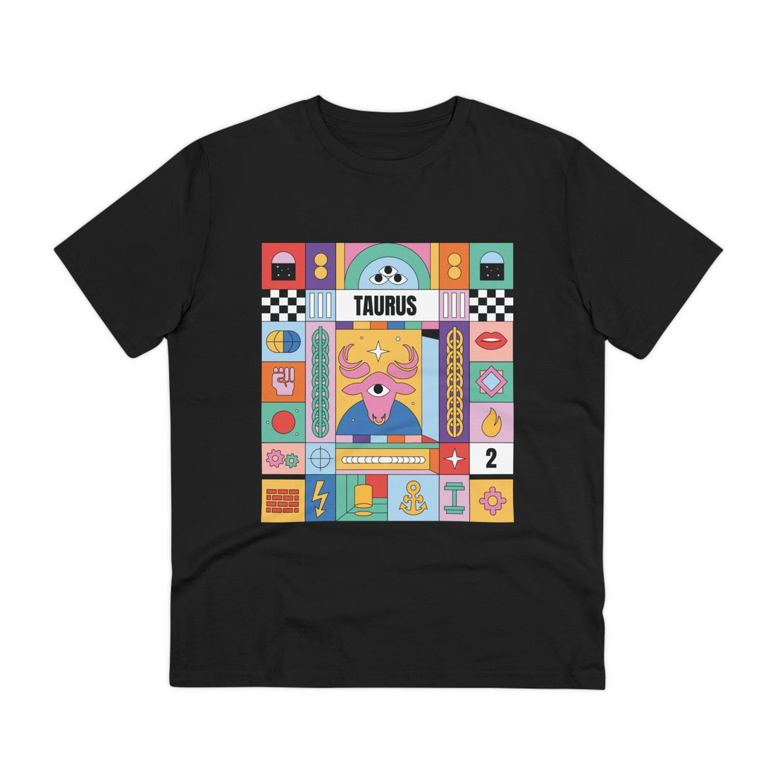 Printify T-Shirt Black / 2XS Taurus - Colorful Zodiac - Front Design