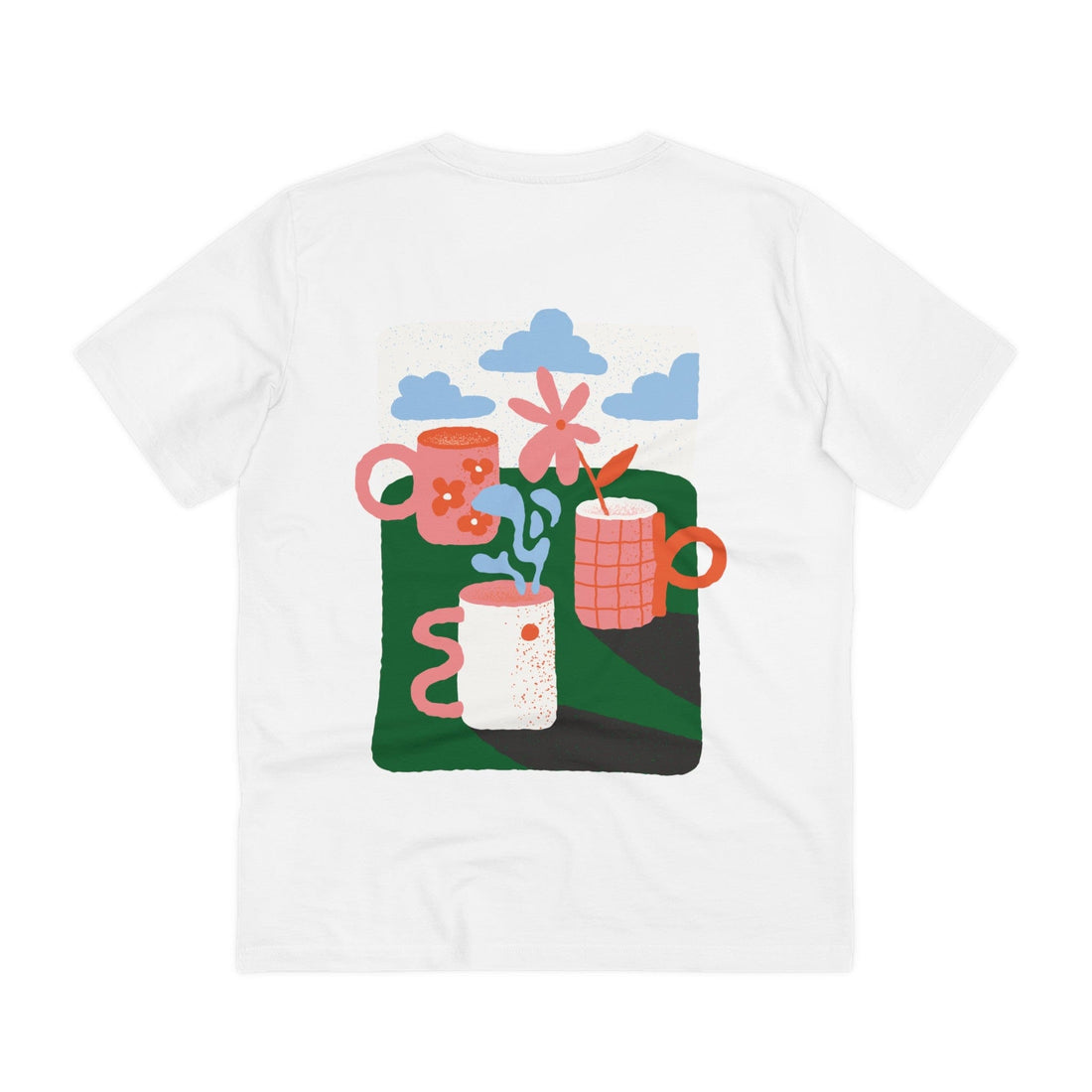 Printify T-Shirt White / 2XS Tea with Flower - Blooming Flowers - Back Design