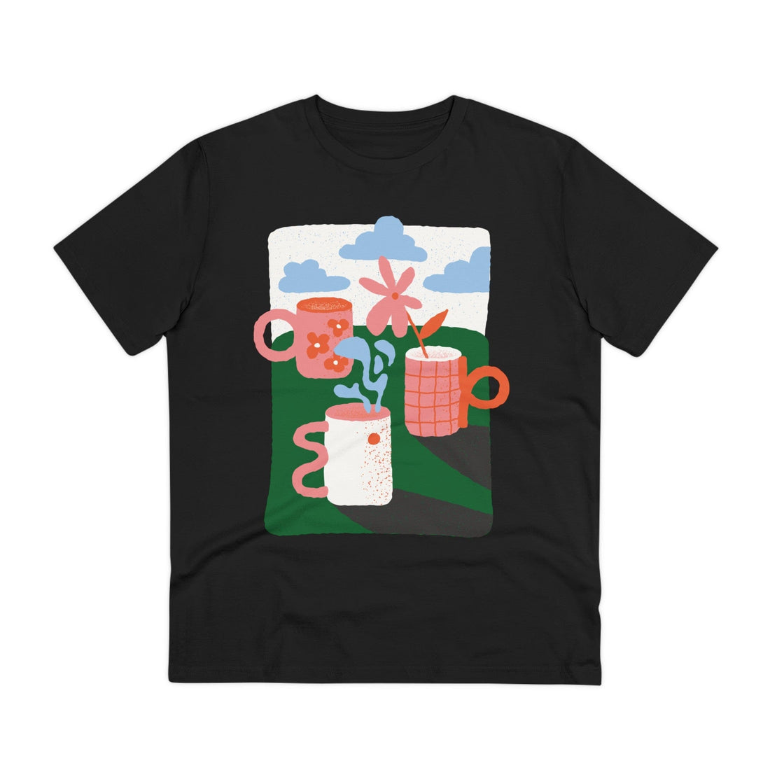 Printify T-Shirt Black / 2XS Tea with Flower - Blooming Flowers - Front Design