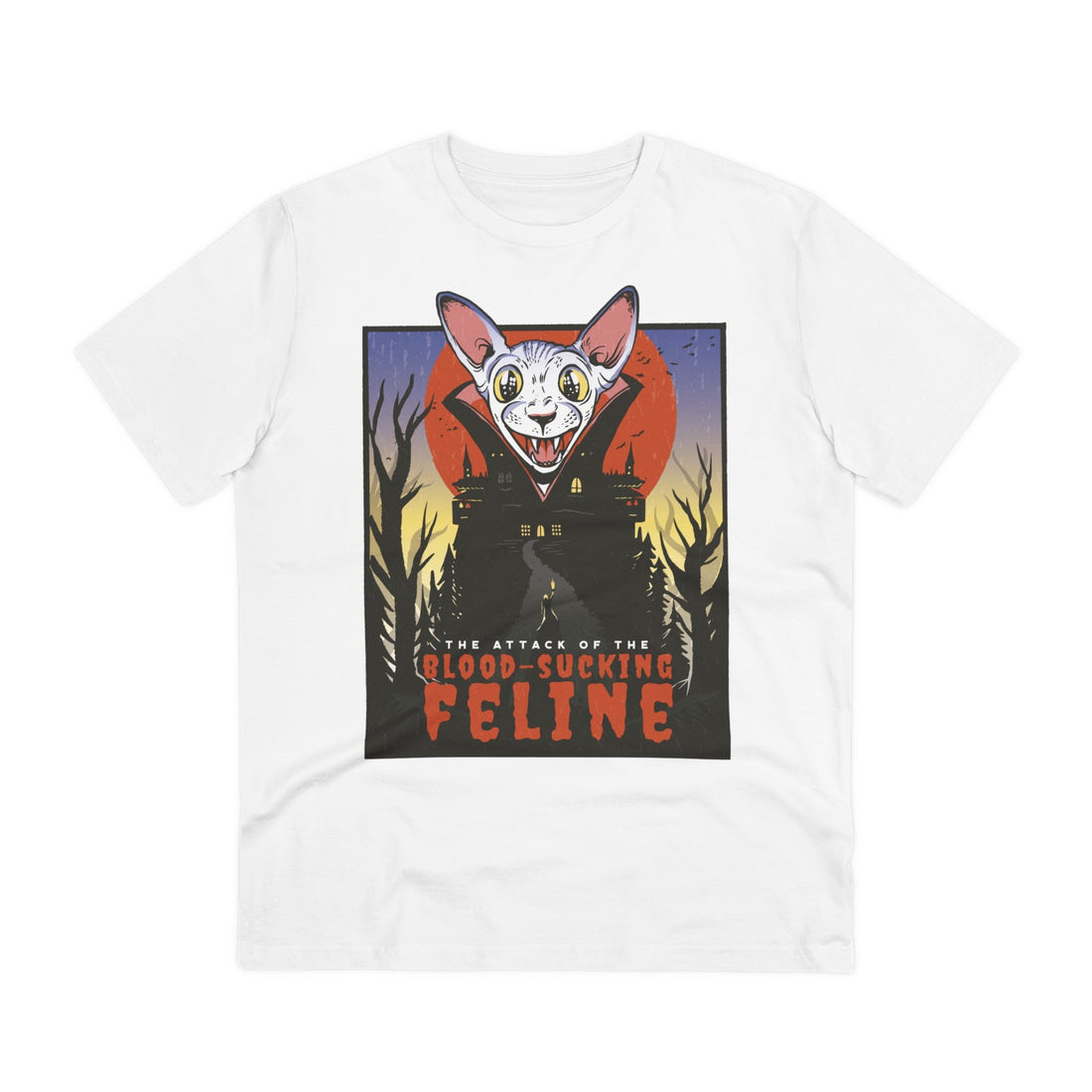 Printify T-Shirt White / 2XS The Attack of the Blood sucking feline - Film Parodie - Front Design
