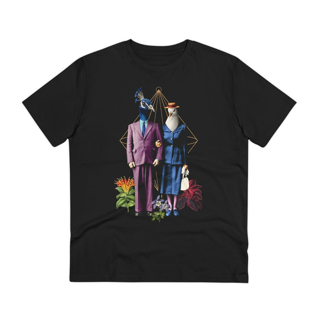 Printify T-Shirt Black / 2XS The Bird Couple - Animal Human - Front Design