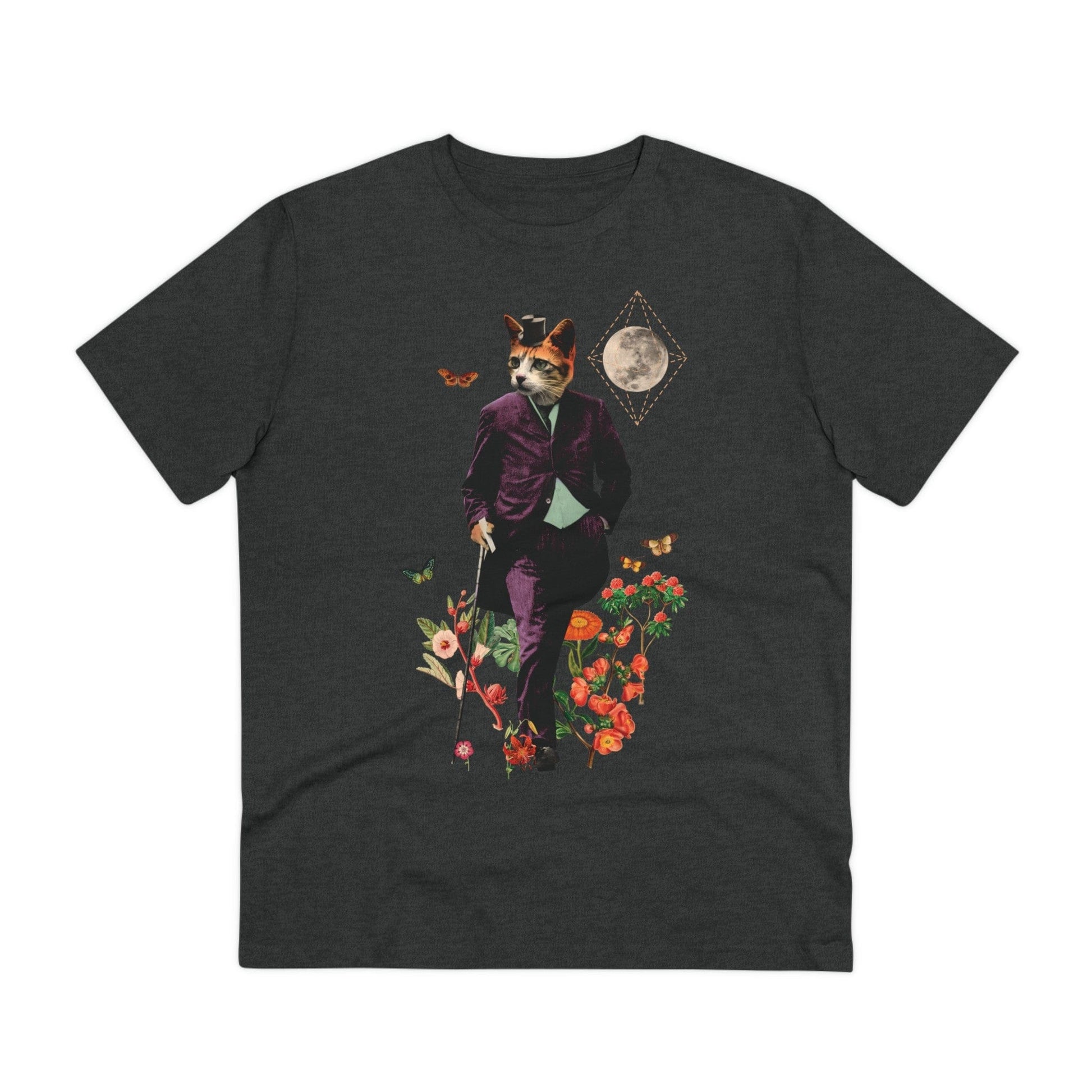 Printify T-Shirt Dark Heather Grey / 2XS The Cat - Animal Human - Front Design